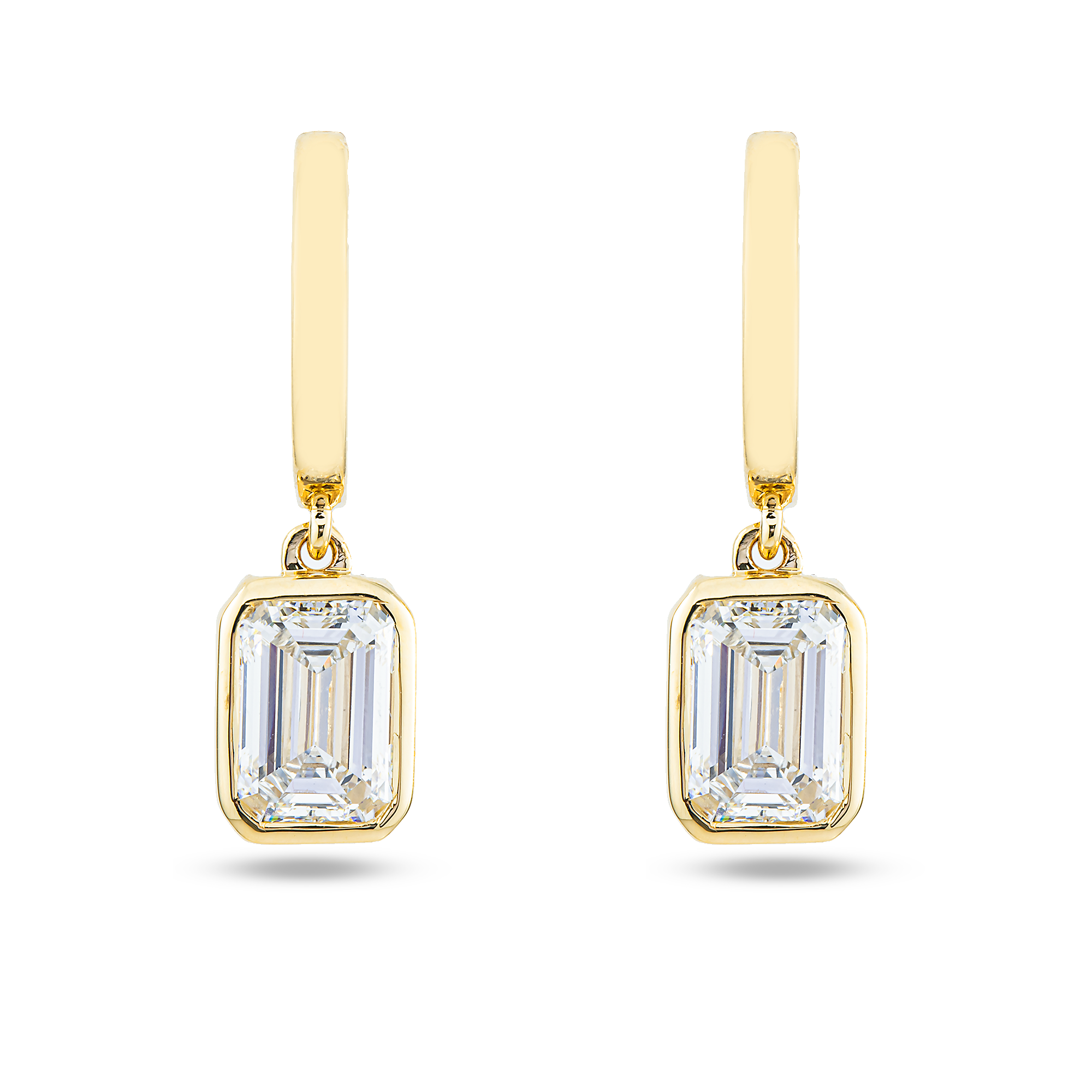 14K Yellow Gold Emerald Cut Diamond Drop Earrings 2.48ctw