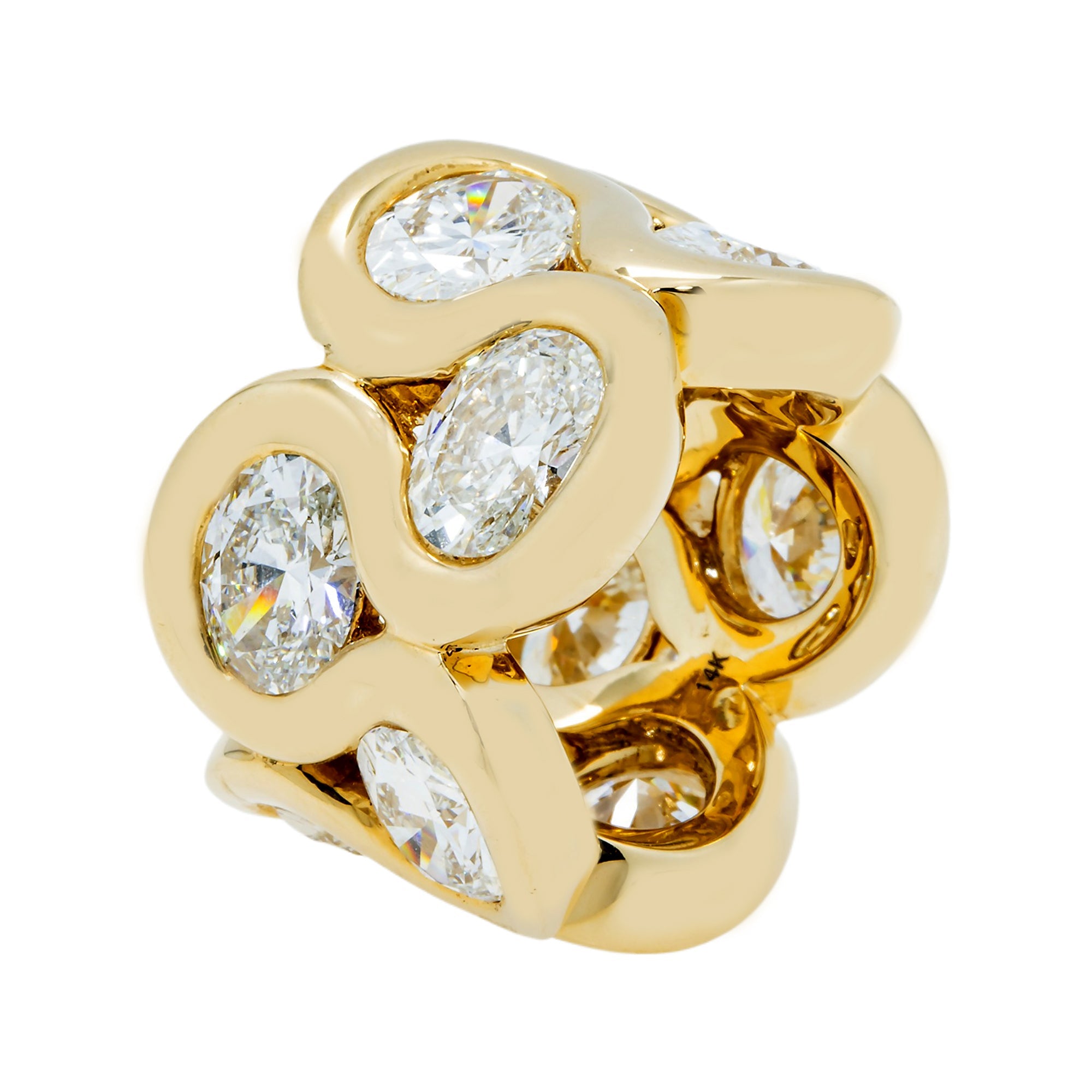 Igi 14K Yellow Gold Oval Diamond Honeycomb Ring 15.47Ct Rings