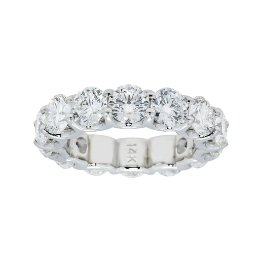 14K White Gold Round Diamond Eternity Ring 7.04Ct Rings