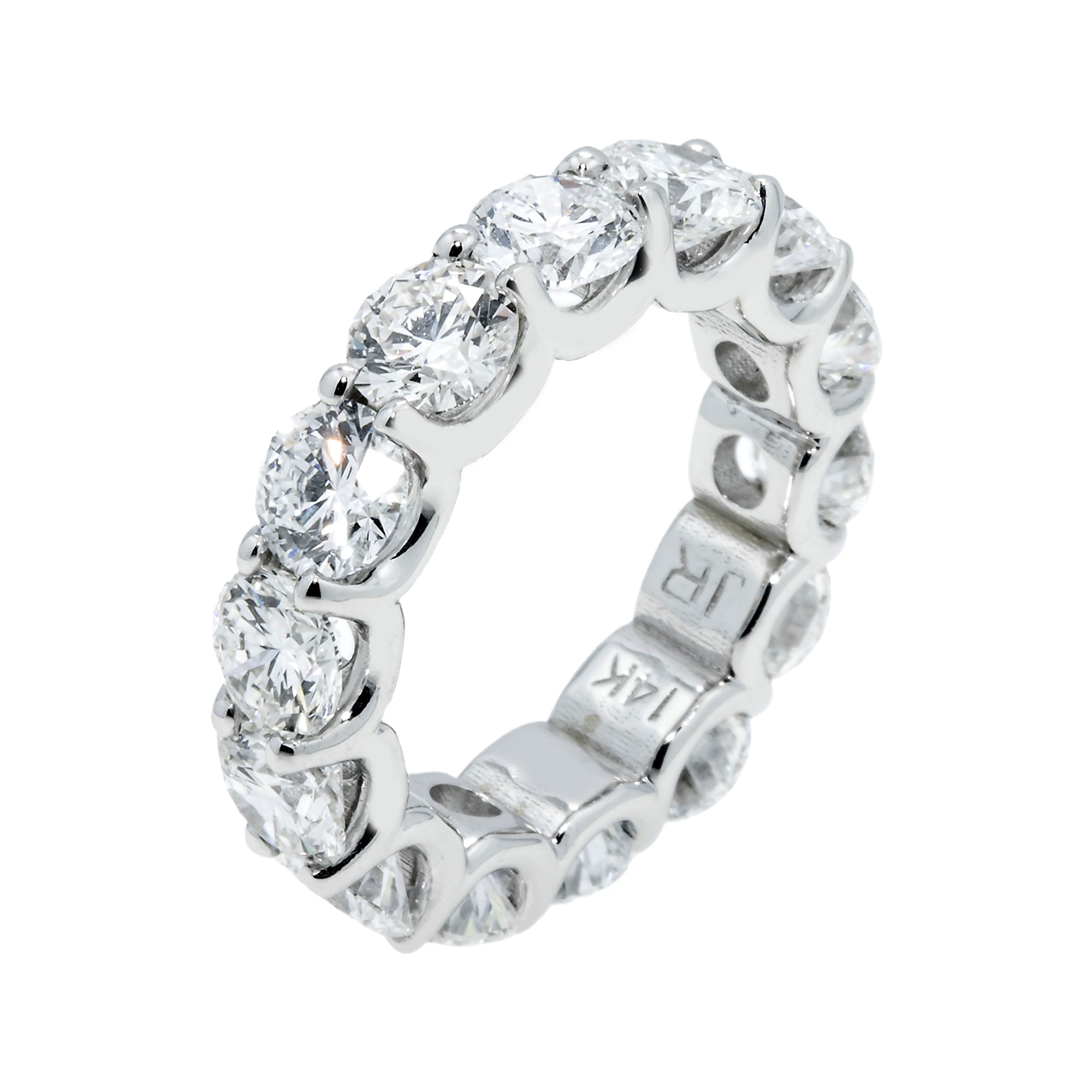 14K White Gold Round Diamond Eternity Ring 7.04Ct Rings
