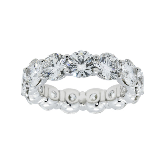 14K White Gold Round Diamond Eternity Ring 6.76ct (Size 5.75-7.5)