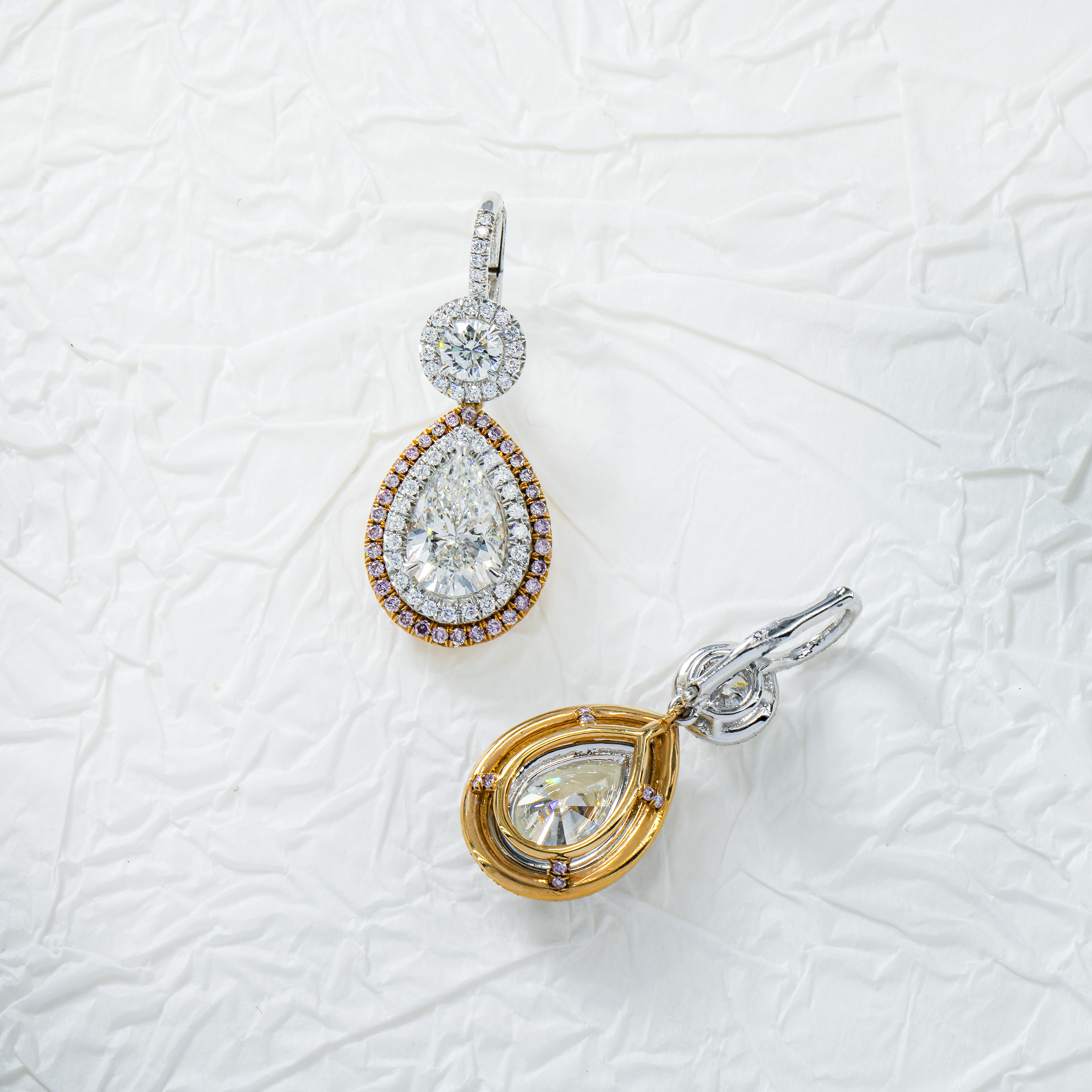 Gia Platinum Pear Cut Diamond Drop Earrings 4.59Ctw
