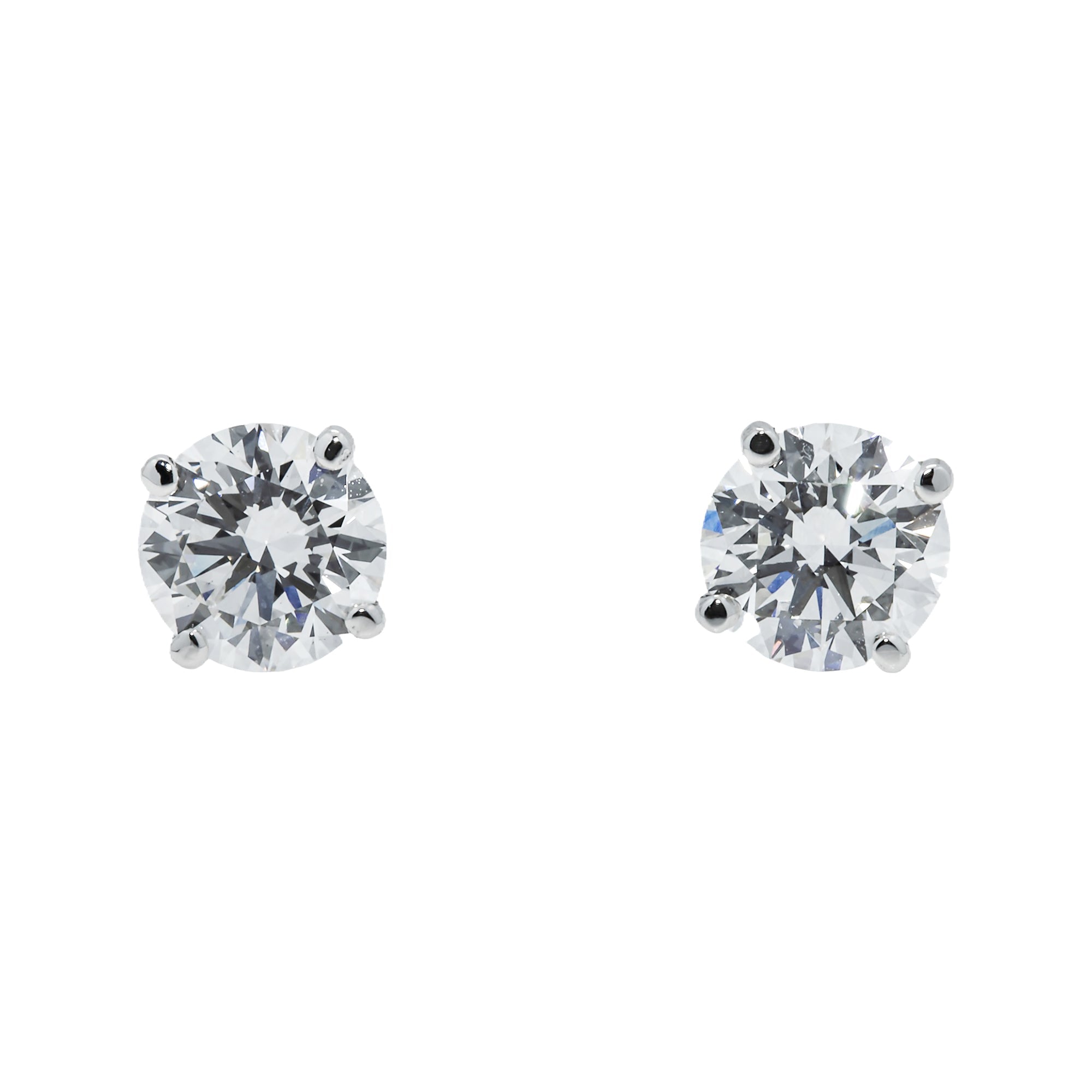 Igi 14K White Gold 1.10Ct Each Solitaire Round Diamond Stud Earrings 2.20Ctw
