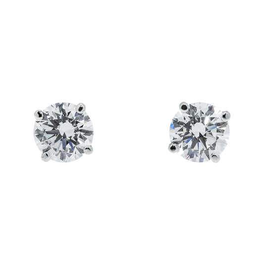 IGI 14K White Gold 1.10ct Each Solitaire Round Diamond Stud Earrings 2.20ctw