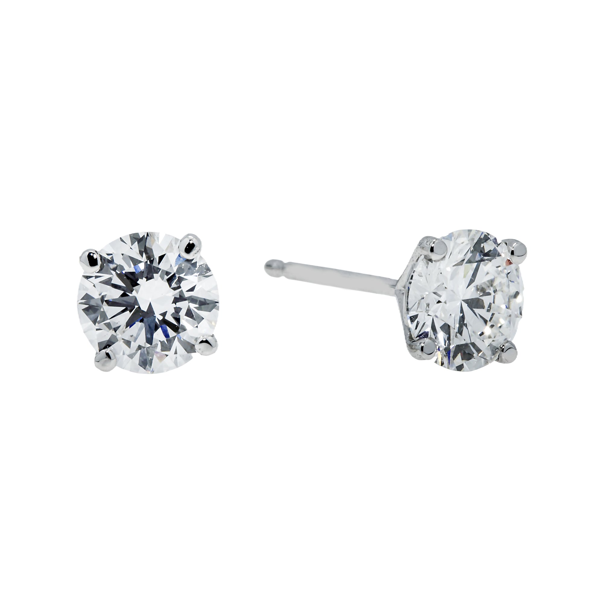 Igi 14K White Gold 1.10Ct Each Solitaire Round Diamond Stud Earrings 2.20Ctw