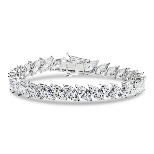14K White Gold Marquise Cut Diamond Tennis Bracelet 31.0ct