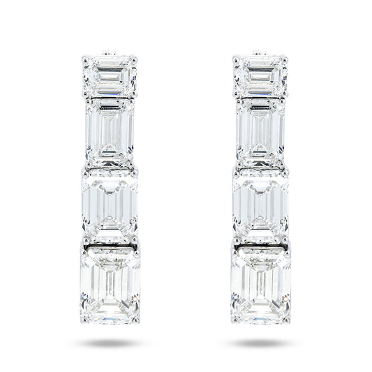 IGI Platinum Emerald Cut Diamond Drop Earrings 40.13ctw