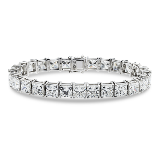 14K White Gold Princess Cut Diamond Tennis Bracelet 41.59