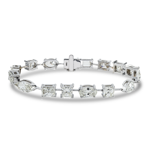 18K White Gold Multi Cut Diamond Satellite Bracelet 16.0ct