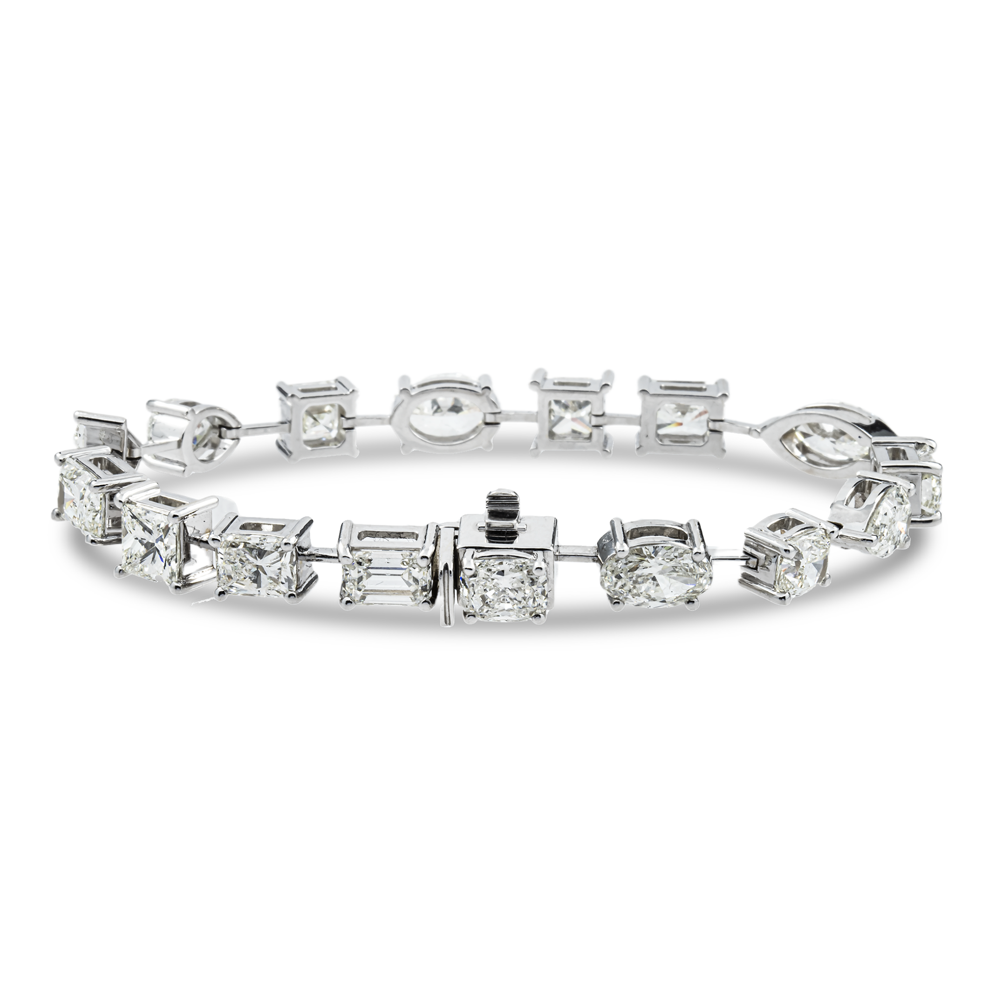 18K White Gold Multi Cut Diamond Satellite Bracelet 16.0ct