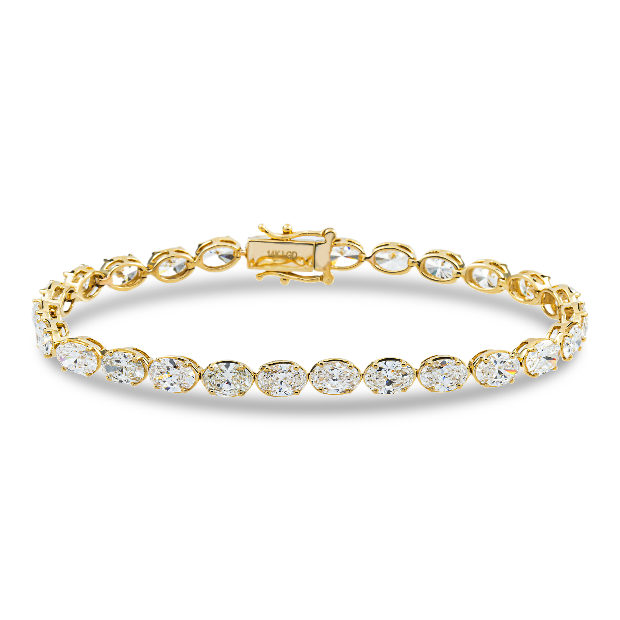 14K Yellow Gold Oval Cut Diamond Tennis Bracelet 10.74ct