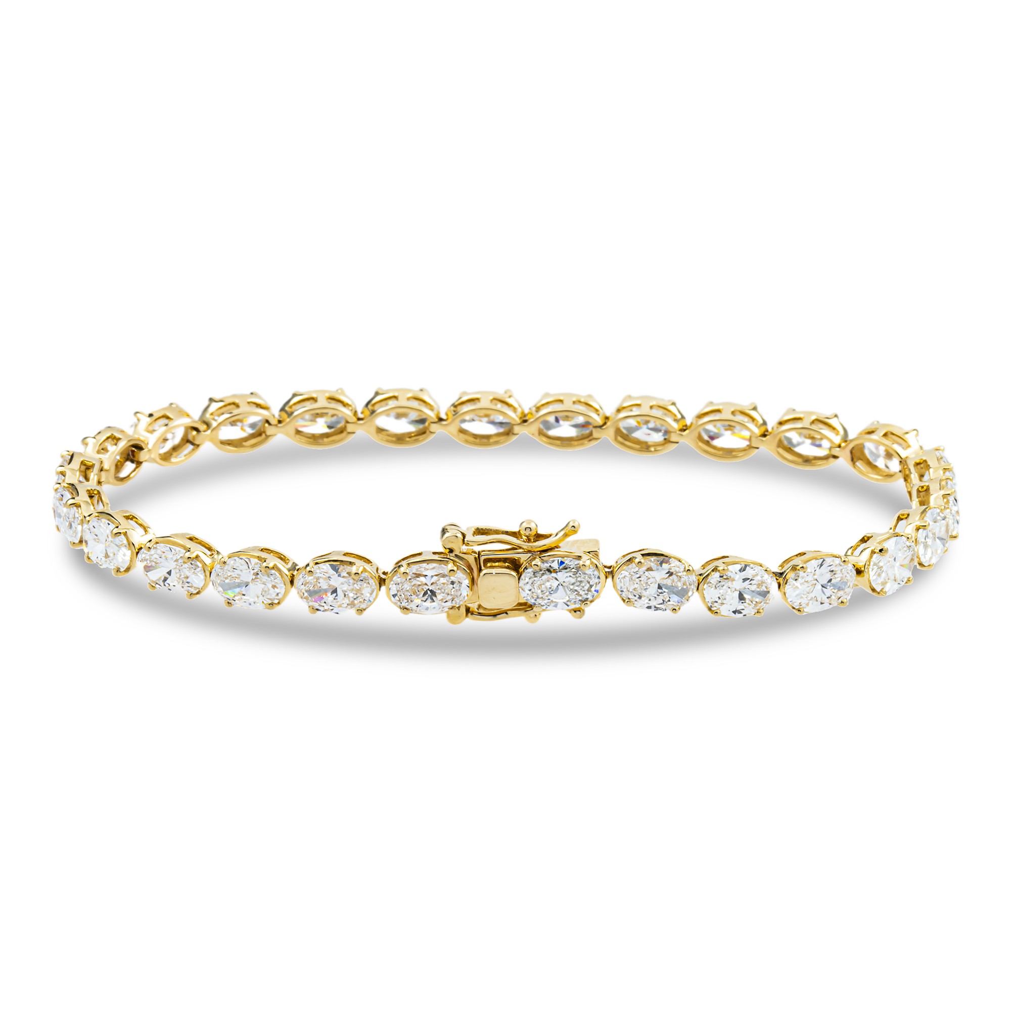 14K Yellow Gold Oval Cut Diamond Tennis Bracelet 10.74ct