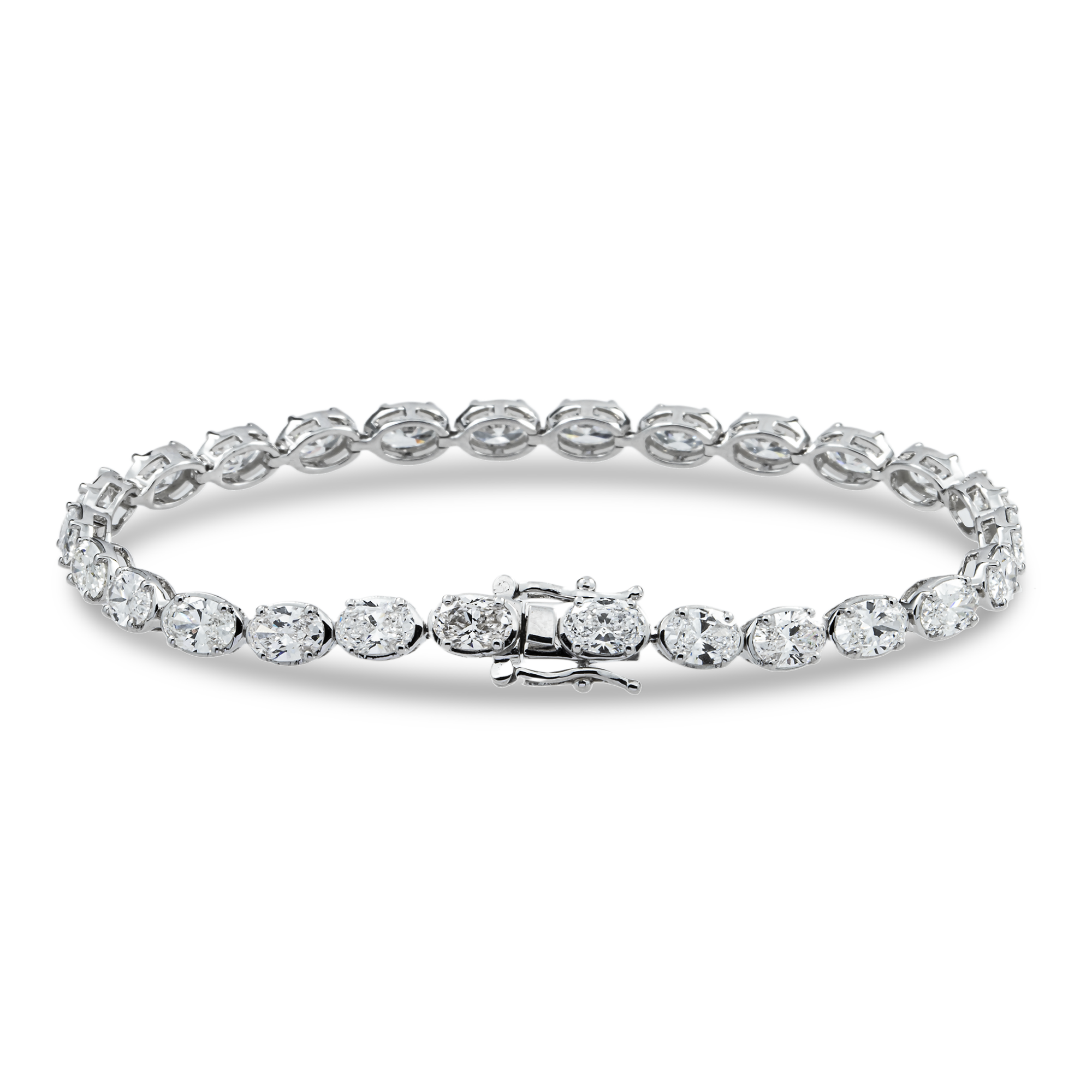 14K White Gold Oval Cut Diamond Tennis Bracelet 8.54ct