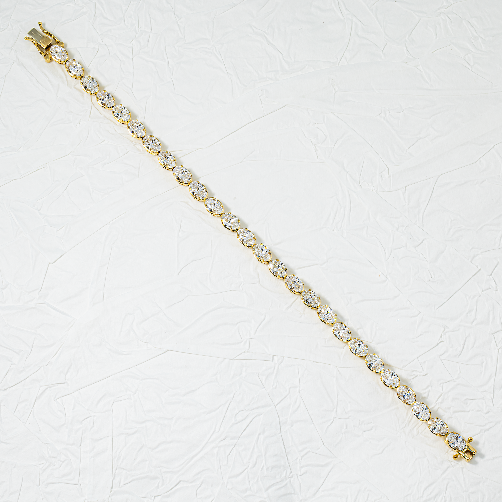 14K White Gold Oval Cut Diamond Tennis Bracelet 8.54ct
