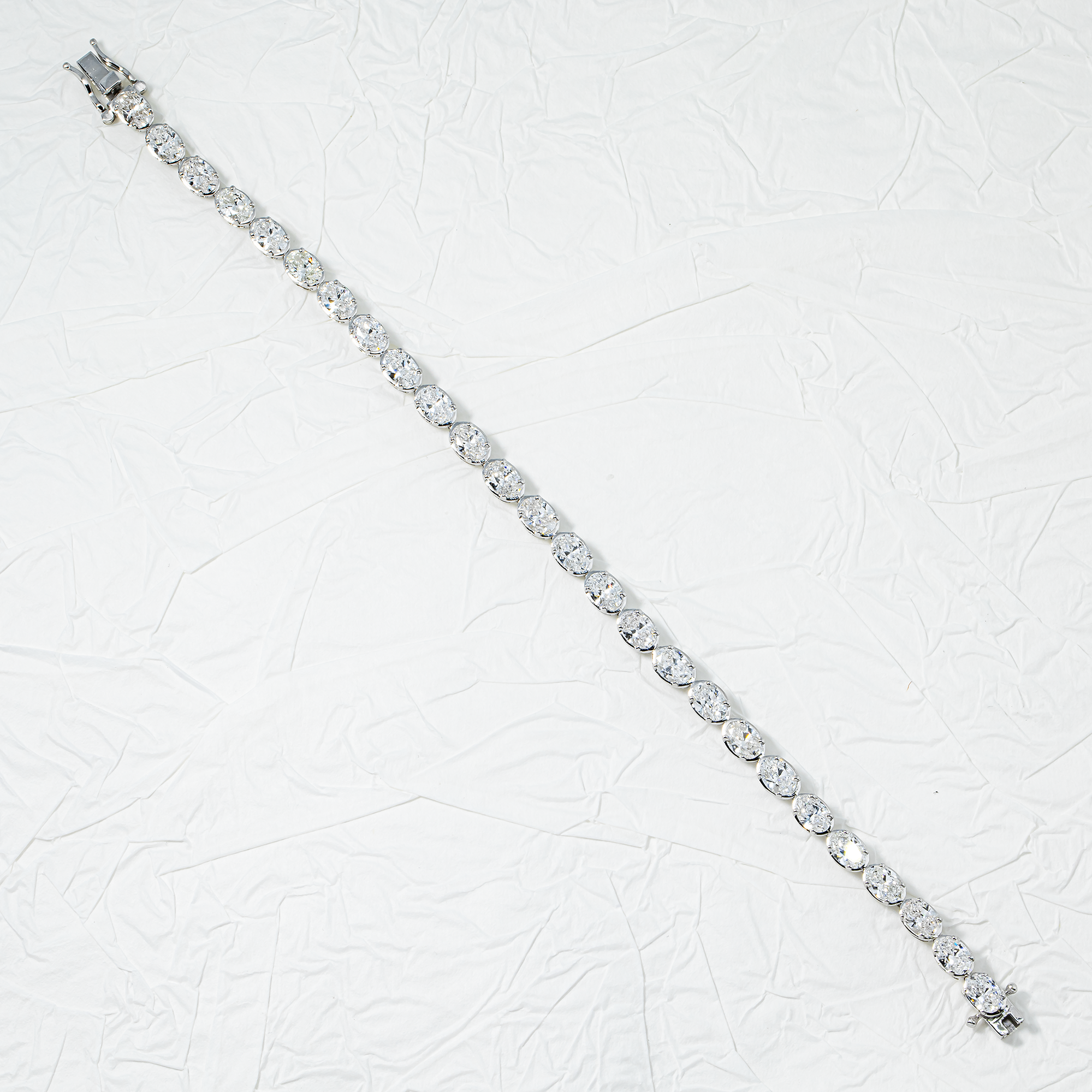 14K White Gold Oval Cut Diamond Tennis Bracelet 8.54ct