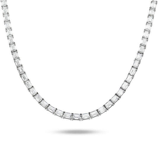 14K White Gold Emerald Cut Diamond Tennis Chain 79.37ct