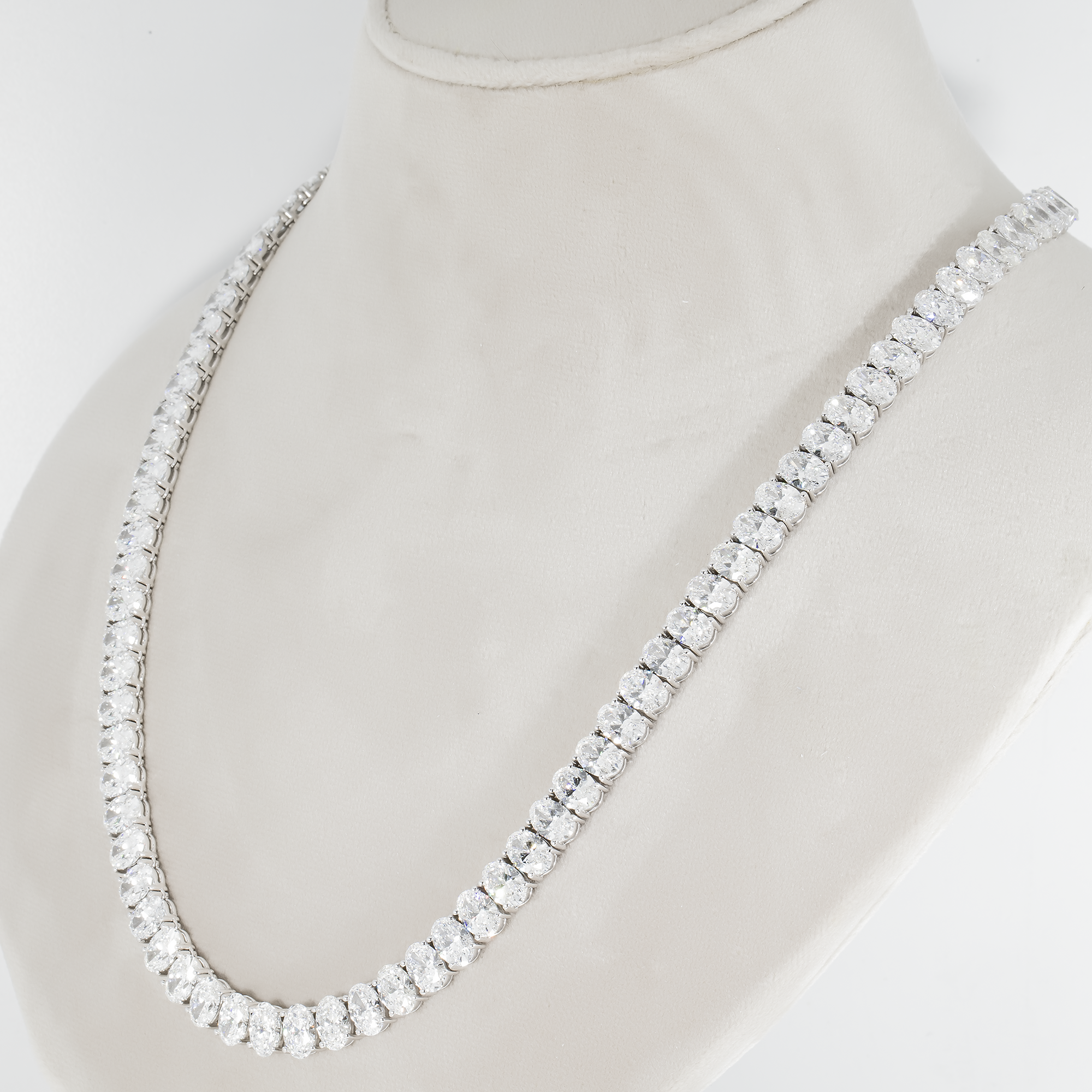 14K White Gold Oval Cut Diamond Tennis Chain 99.50Ct Chains