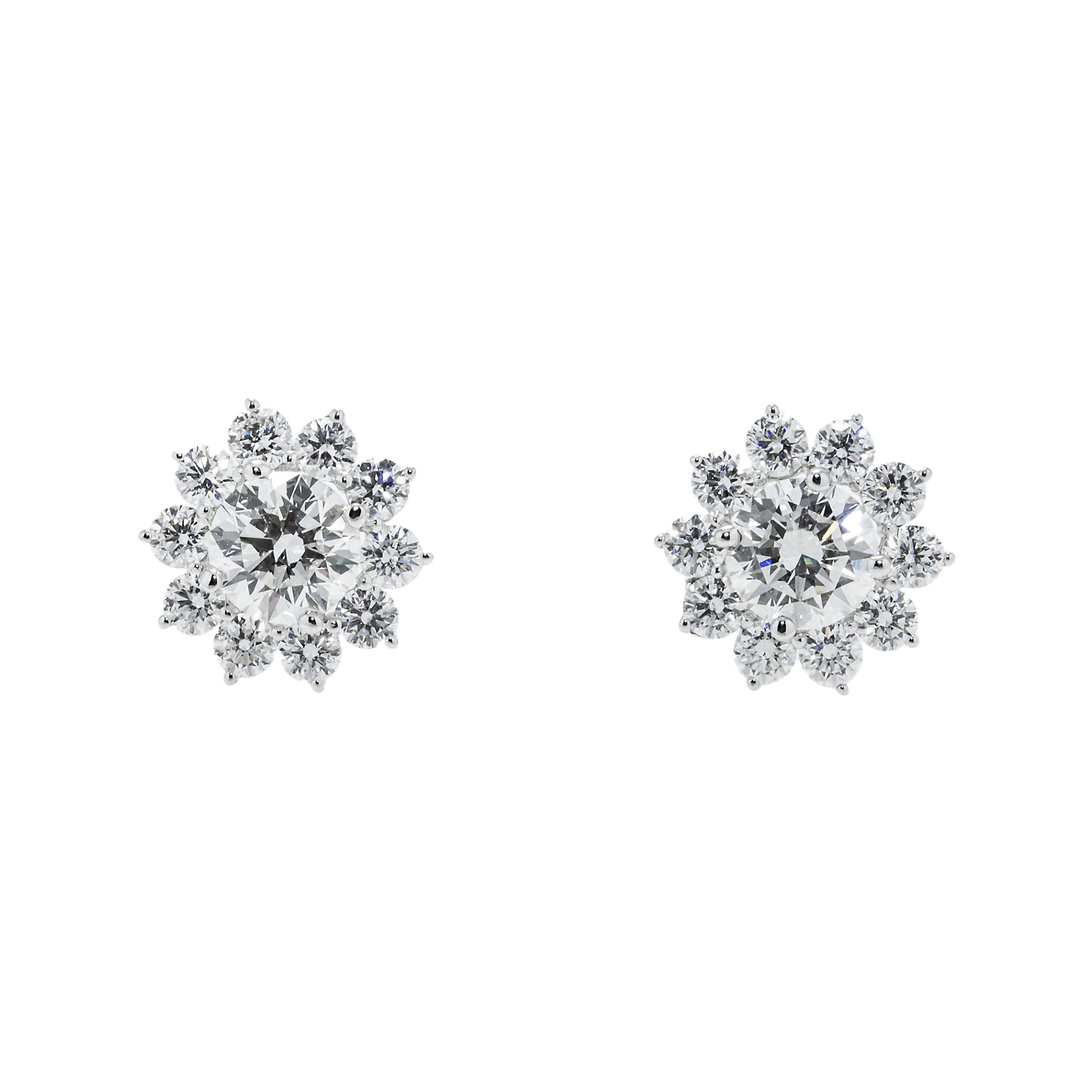 Igi 18K White Gold Round Diamond Sun Stud Earrings 3.60Ctw