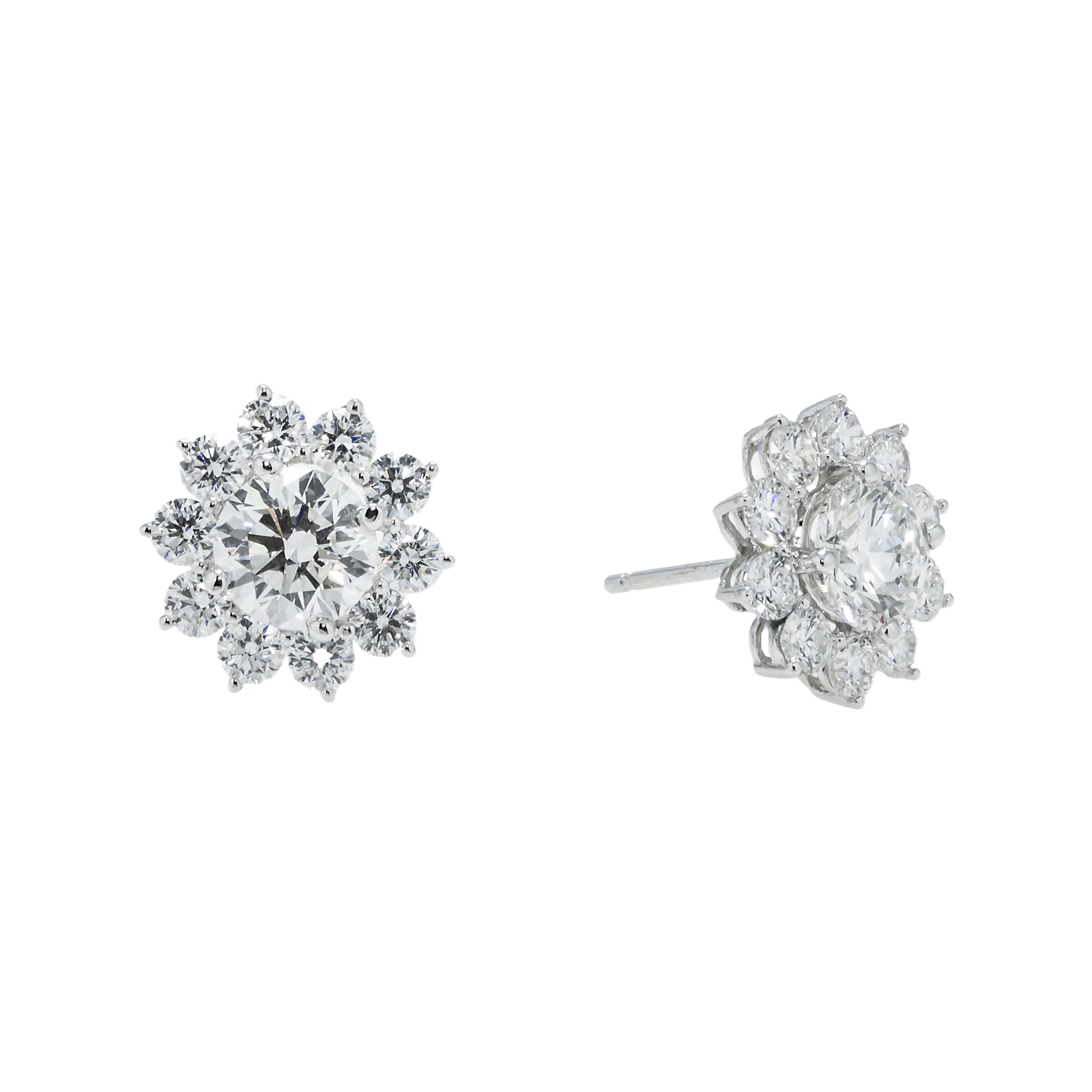 Igi 18K White Gold Round Diamond Sun Stud Earrings 3.60Ctw