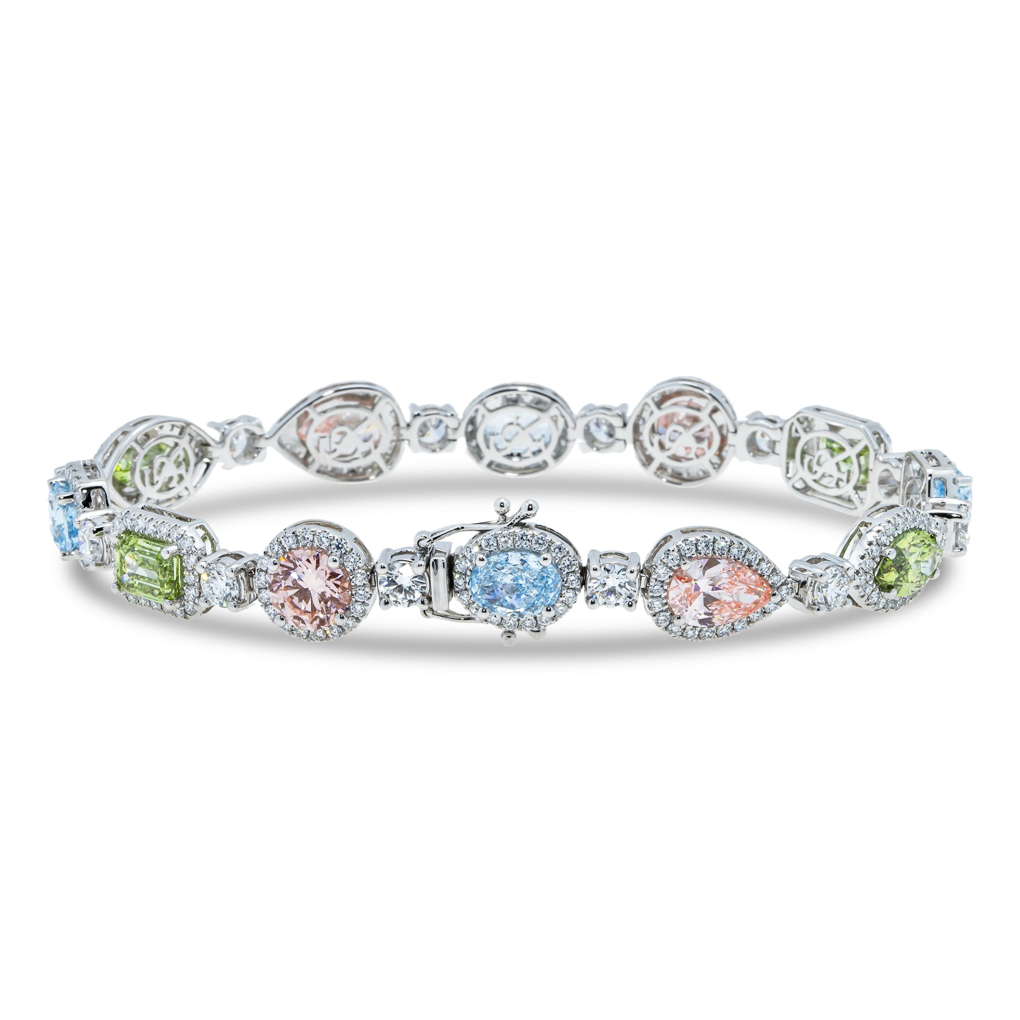 18K White Gold Multi Cut Fancy Color Diamond Bracelet (Matching Set) Bracelets