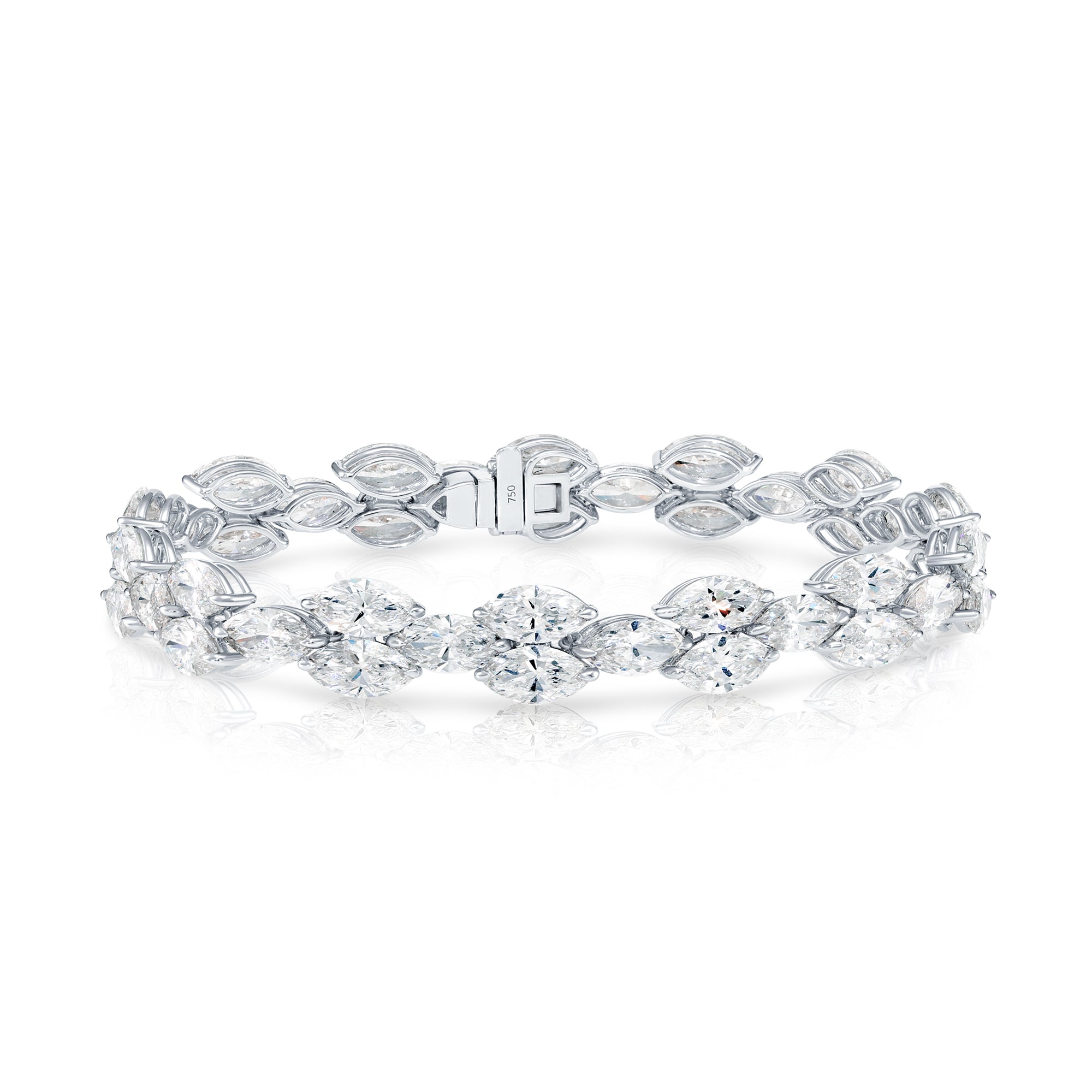 18K White Gold Marquise Cut Diamond Bracelet 17.83Ct Bracelets