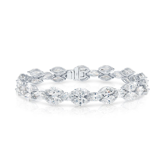 18K White Gold Marquise Cut Diamond Bracelet 17.83Ct Bracelets