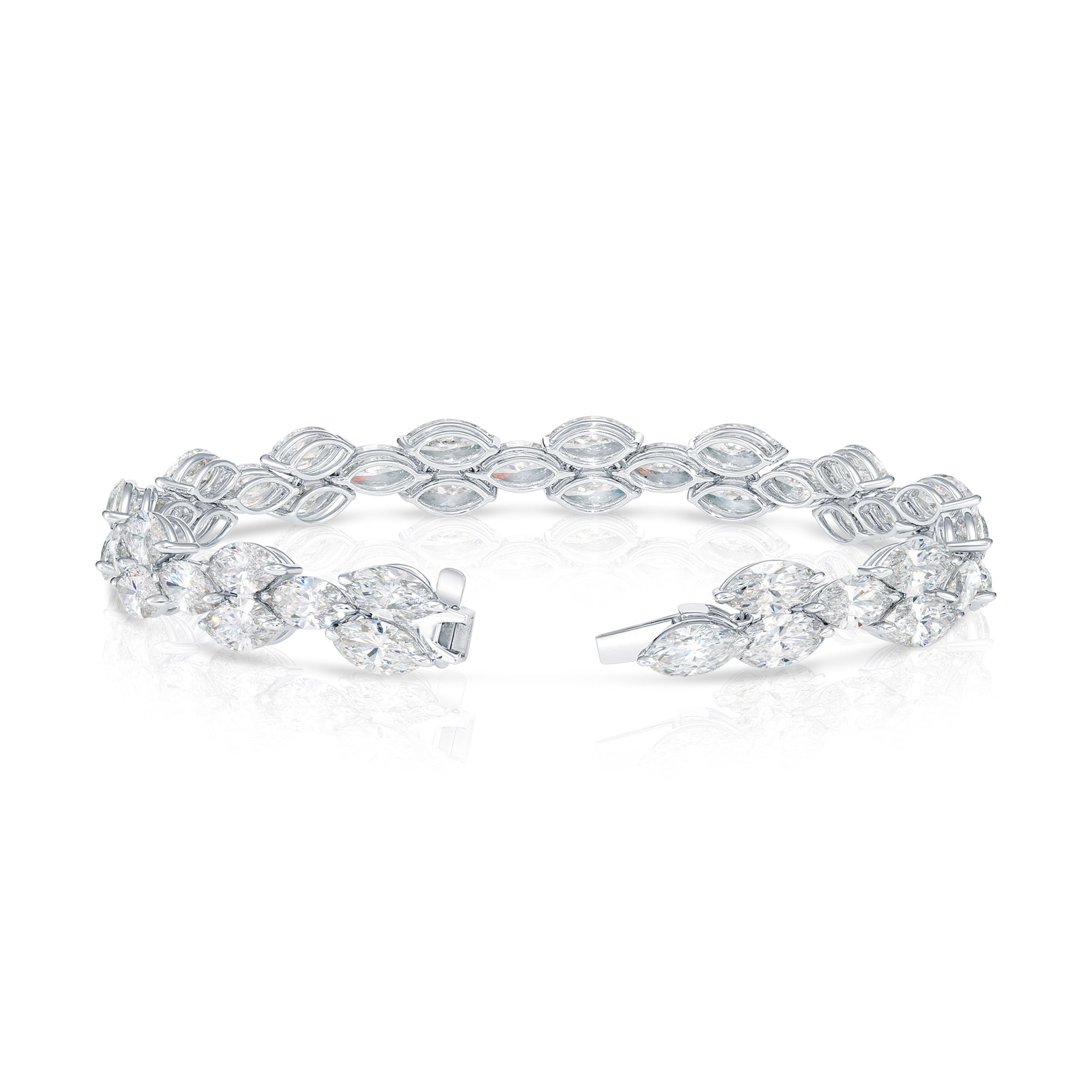 18K White Gold Marquise Cut Diamond Bracelet 17.83Ct Bracelets