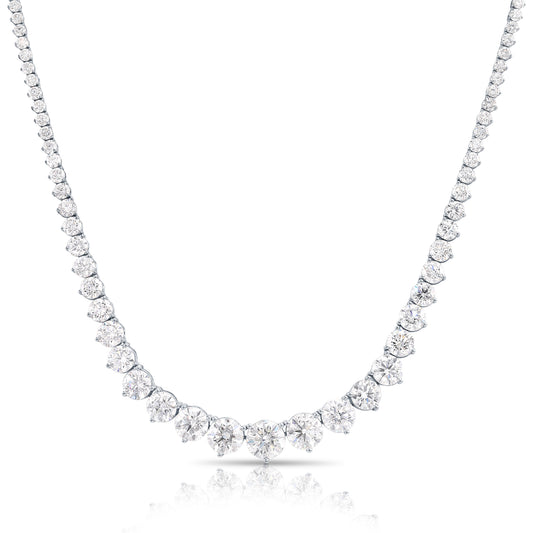 14K White Gold Graduated Diamond Tennis Chain 22.96ct