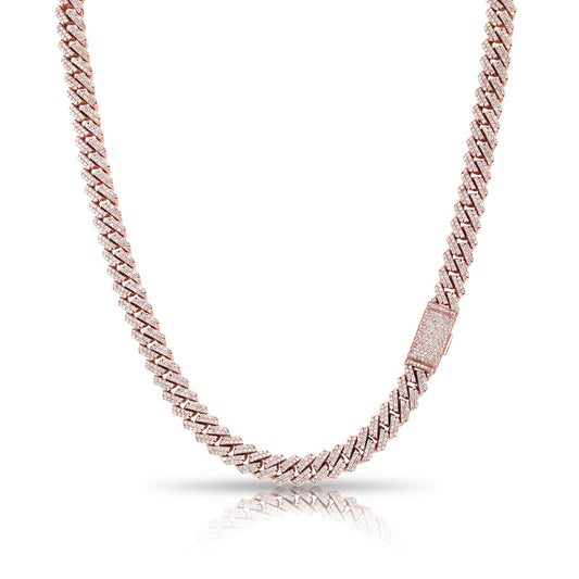 14K Rose Gold 11mm Diamond Cuban Link Chain 16-22"