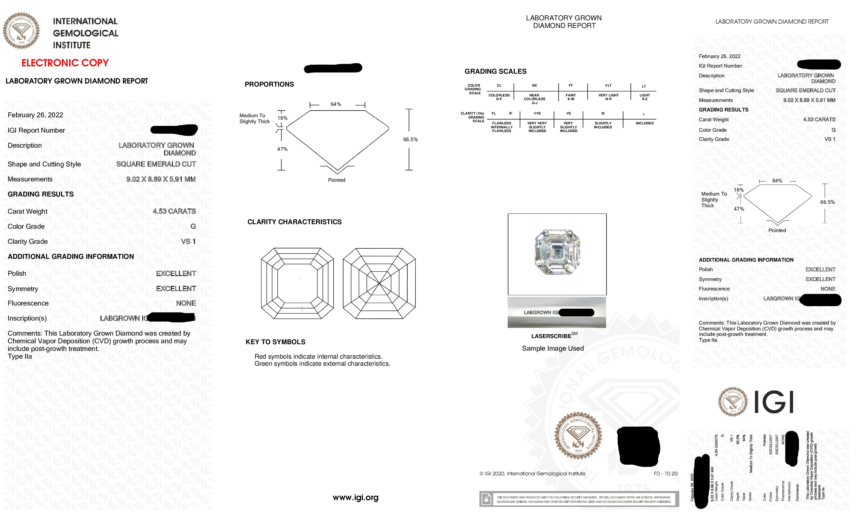 18K White Gold 4.53Ct Asscher Cut Triple Diamond Engagement Ring 4.97Ctw Bridal