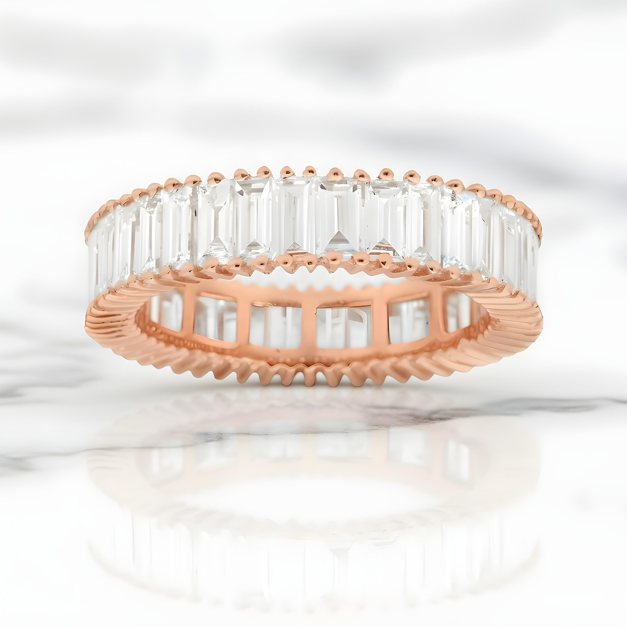 18K White Gold Baguette Diamond Eternity Ring 3.02 ct ( Size 6)