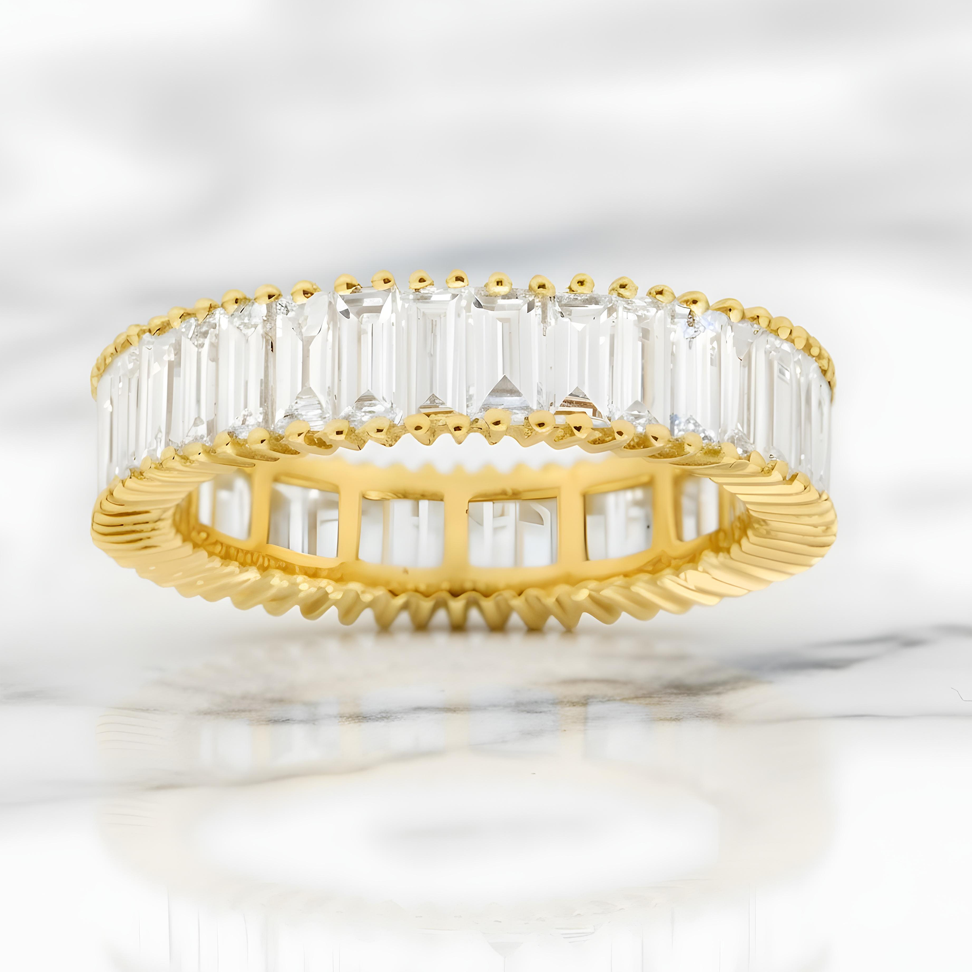 18K White Gold Baguette Diamond Eternity Ring 3.02 ct ( Size 6)