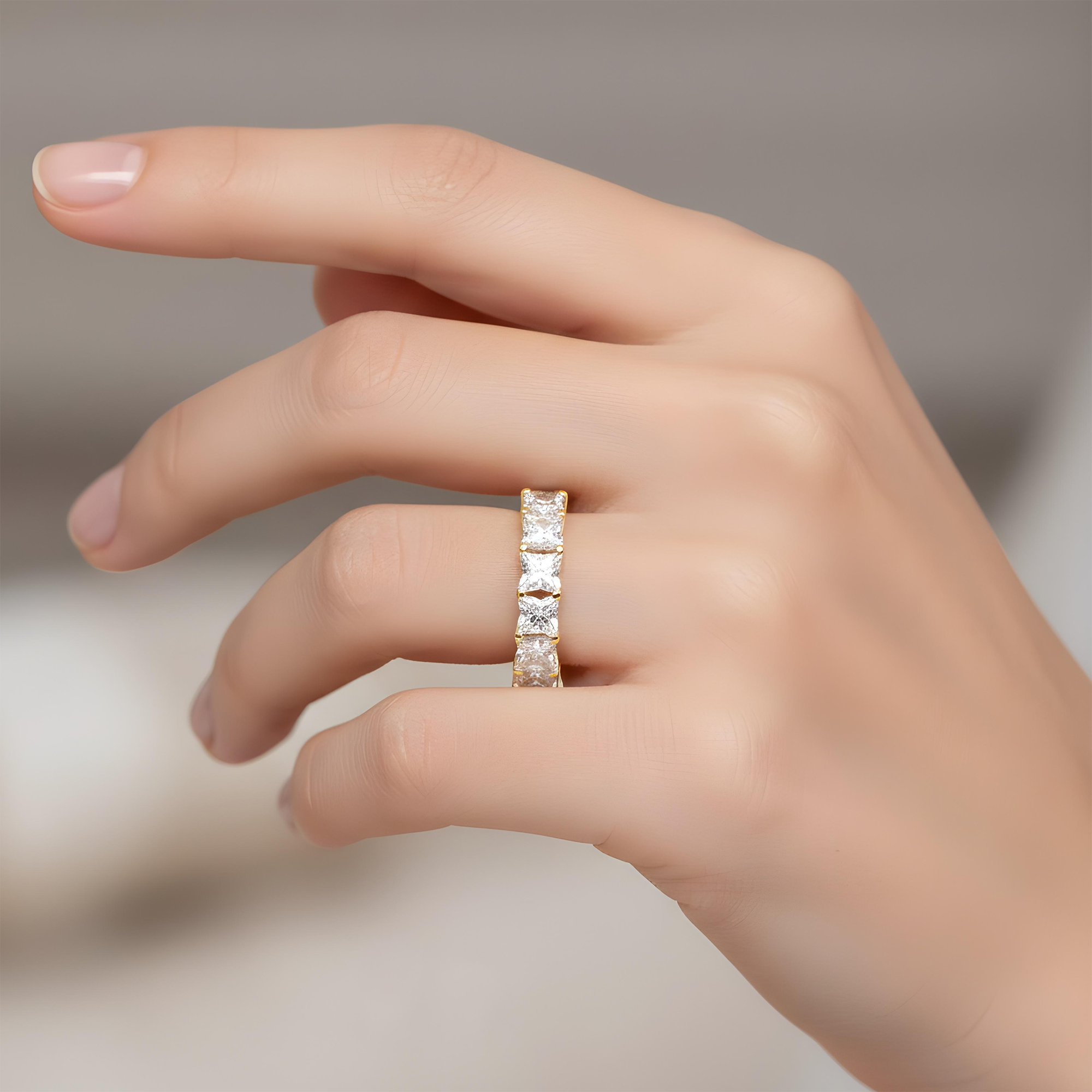 14K White Gold "LV" Cut Diamond Eternity Ring  7.38ct (Size 6)