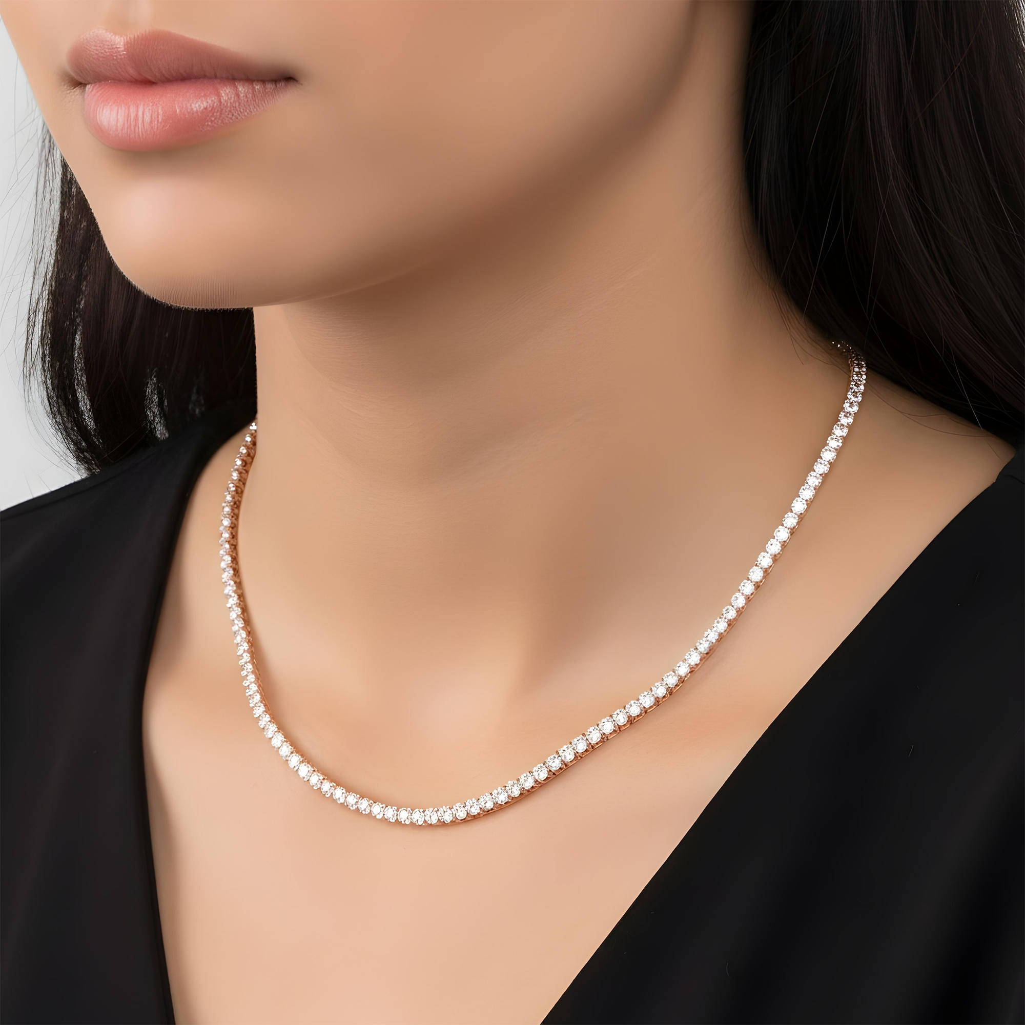 14K White Gold Round Diamond Tennis Chain 11.50ct (16"-20")