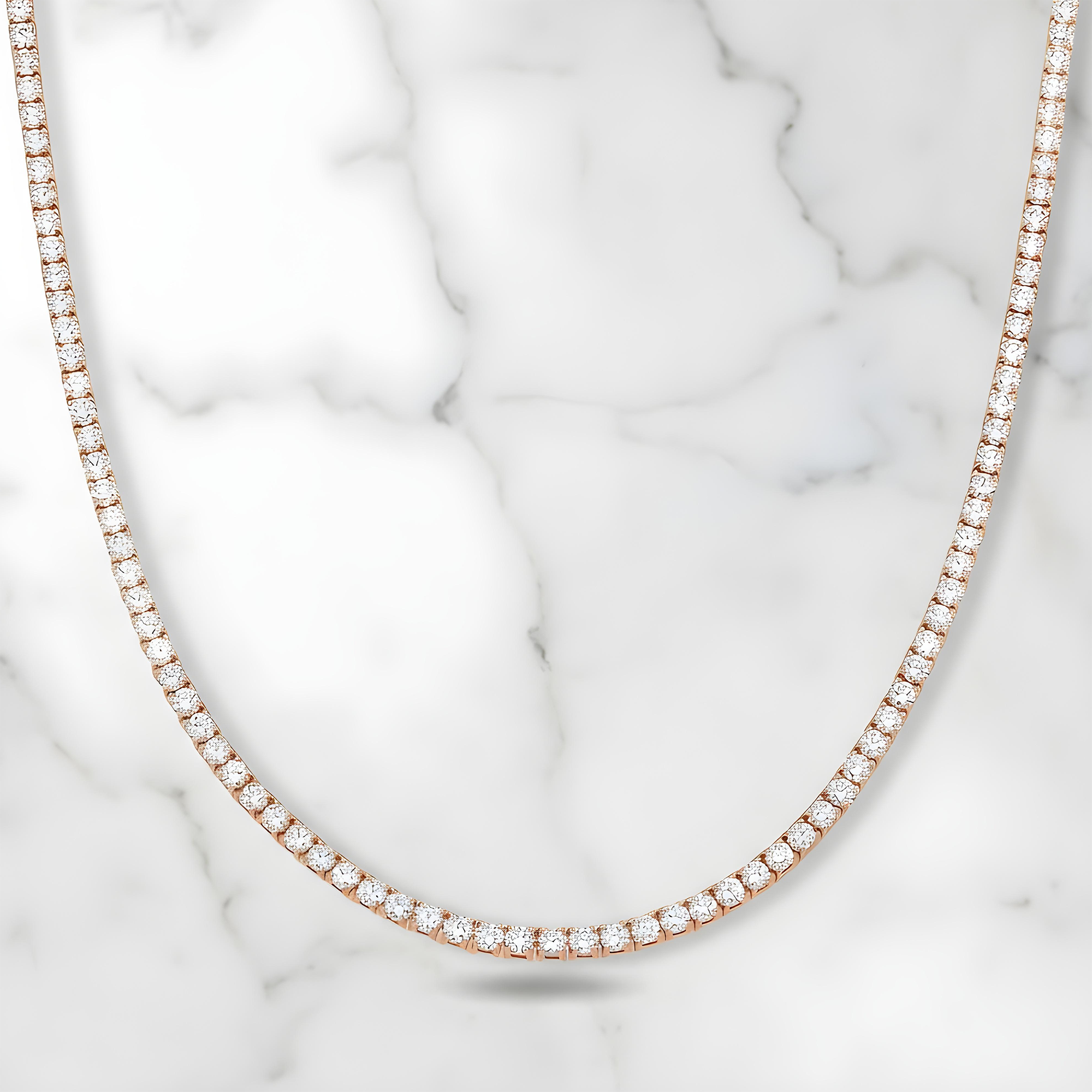 14K White Gold Round Diamond Tennis Chain 11.50ct (16"-20")