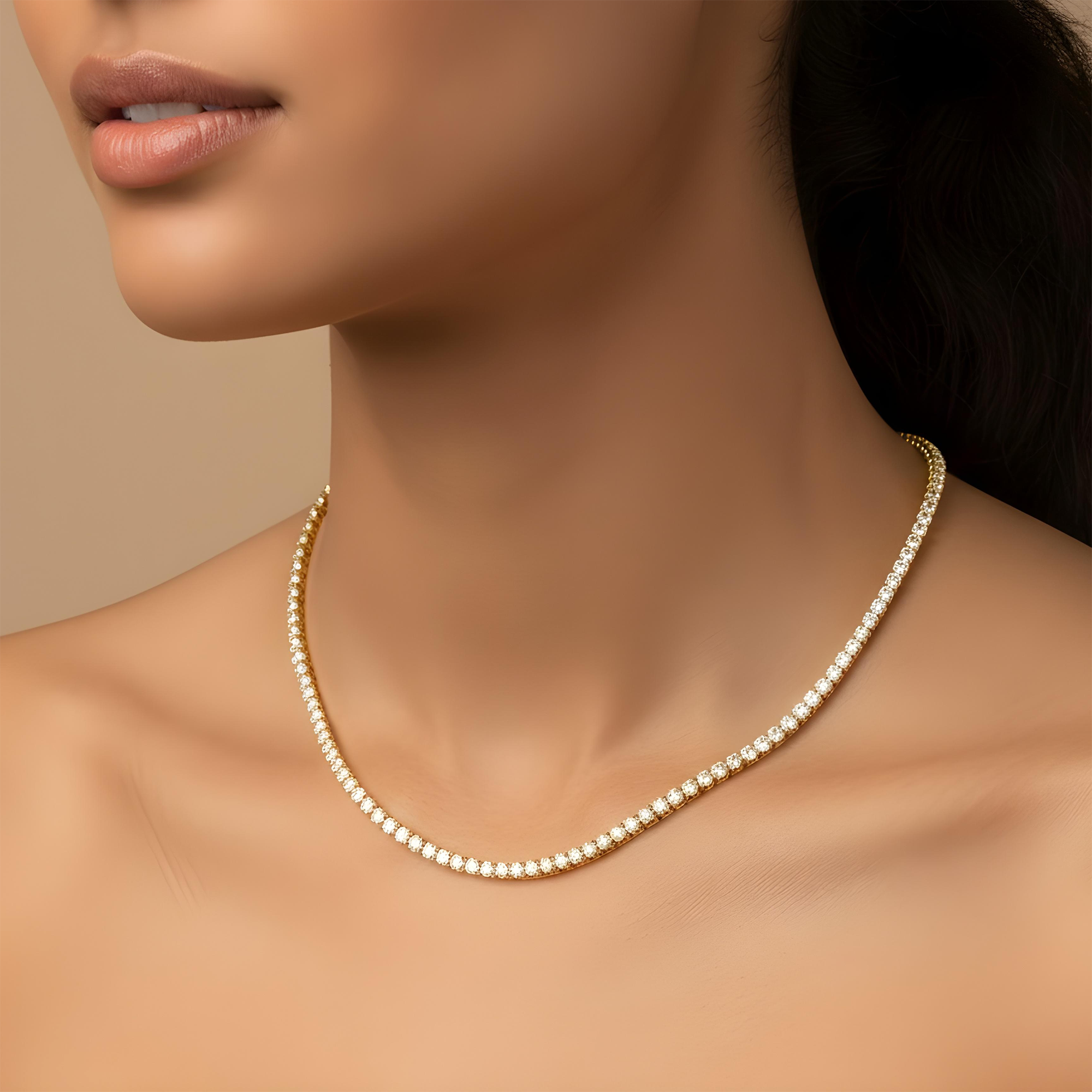 14K White Gold Round Diamond Tennis Chain 11.50ct (16"-20")
