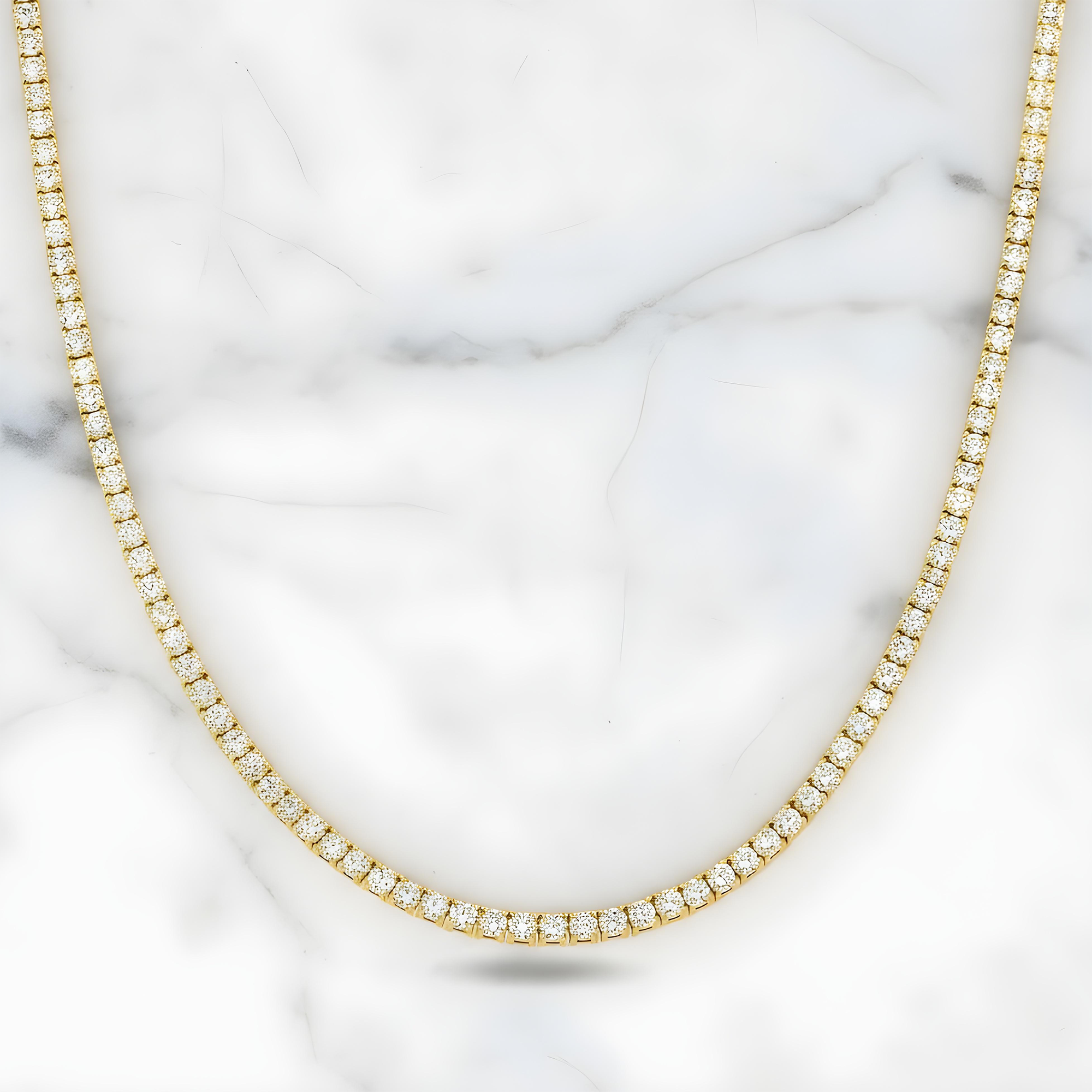 14K White Gold Round Diamond Tennis Chain 11.50ct (16"-20")