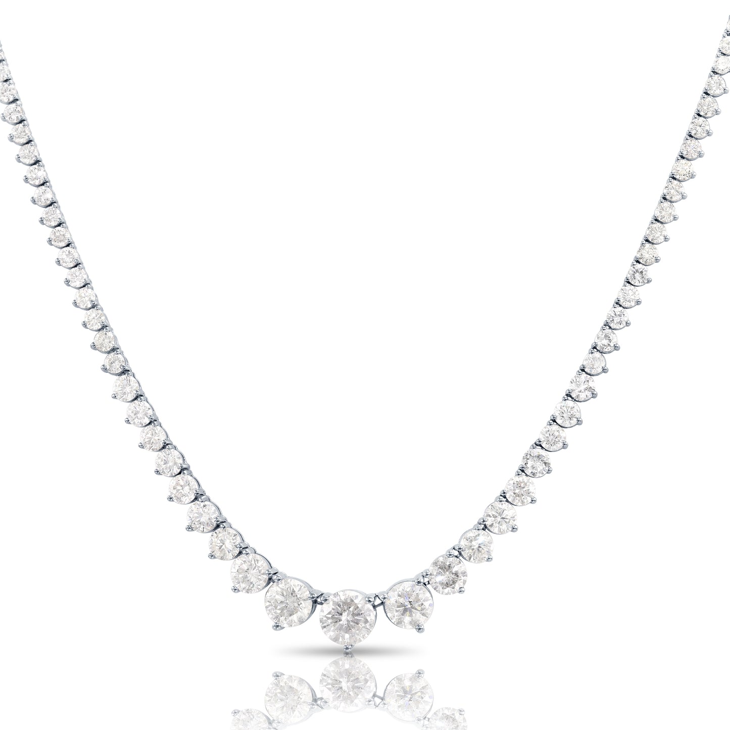 18K White Gold Graduated Diamond Tennis Chain 26.17ct