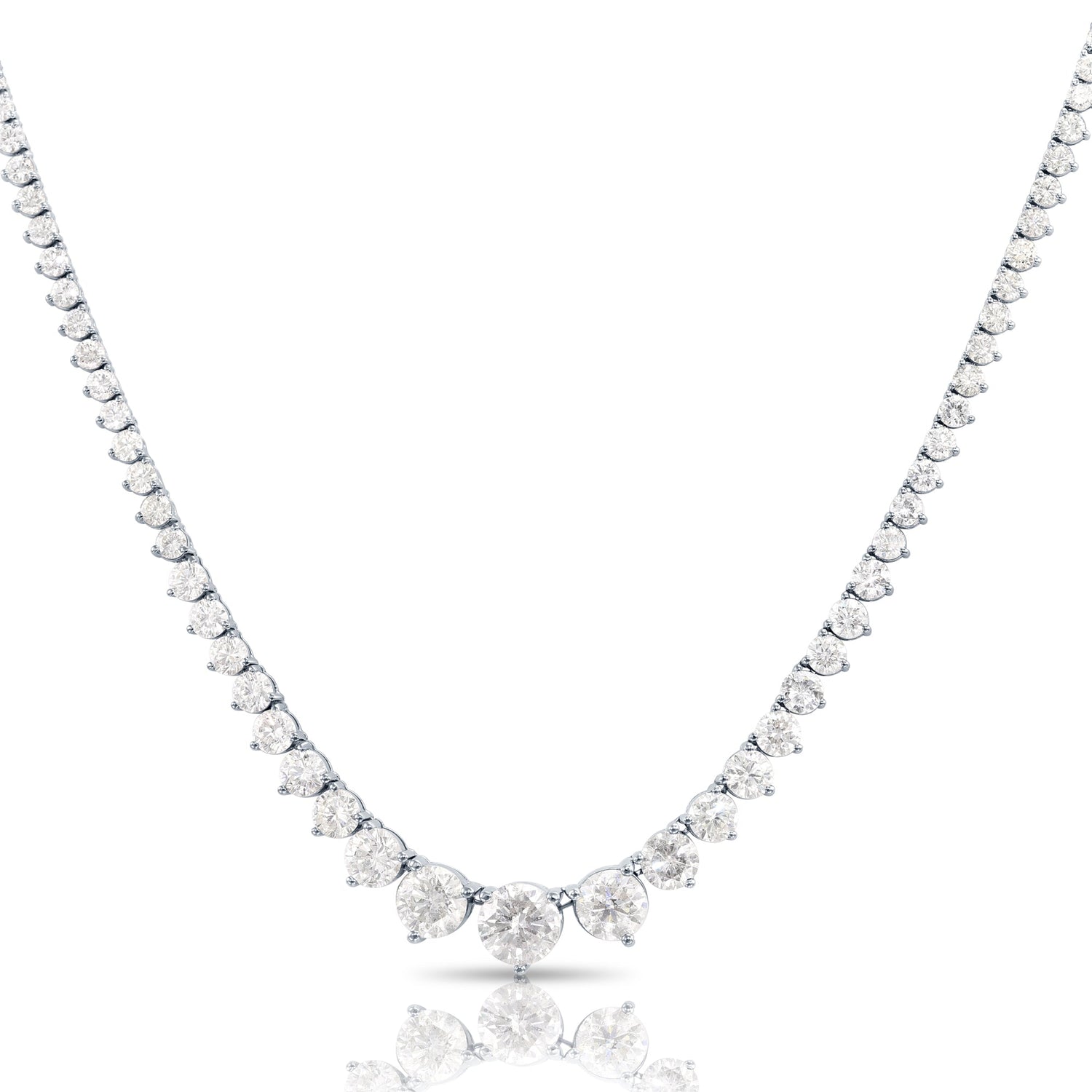 18K White Gold Graduated Diamond Tennis Chain 26.17Ct Chains