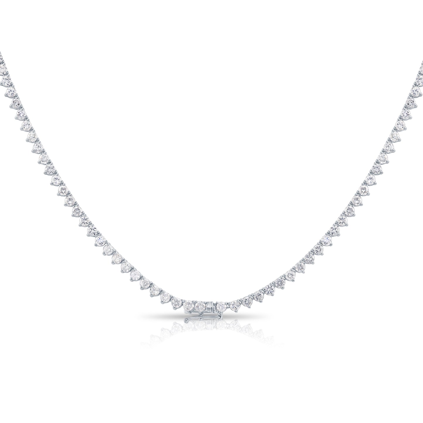 18K White Gold Graduated Diamond Tennis Chain 26.17ct