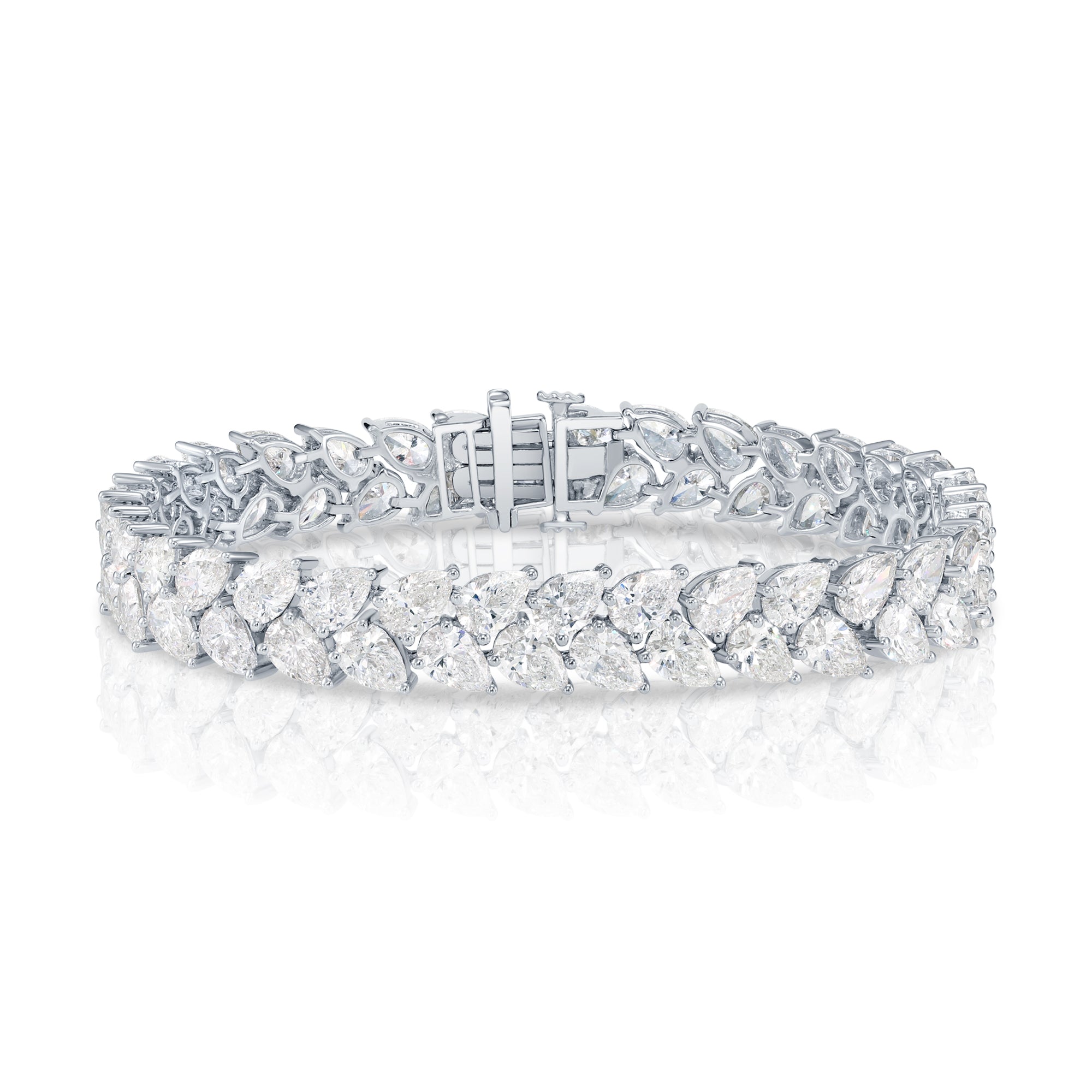 14K White Gold Pear Cut Diamond Bracelet 22.45Ct Bracelets