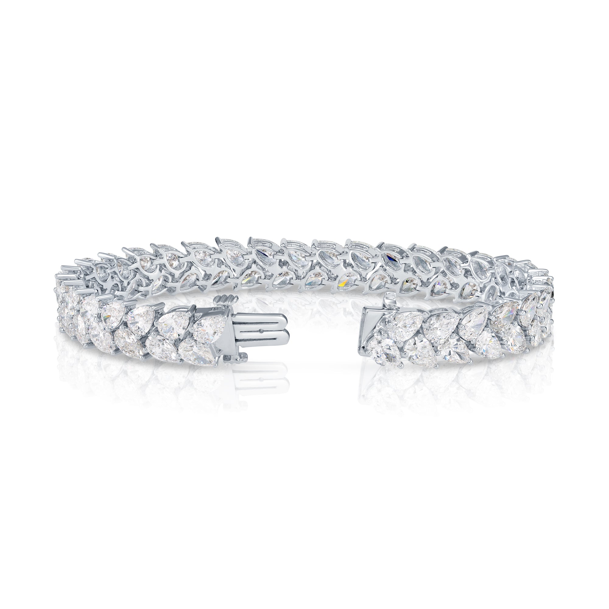 14K White Gold Pear Cut Diamond Bracelet 22.45Ct Bracelets