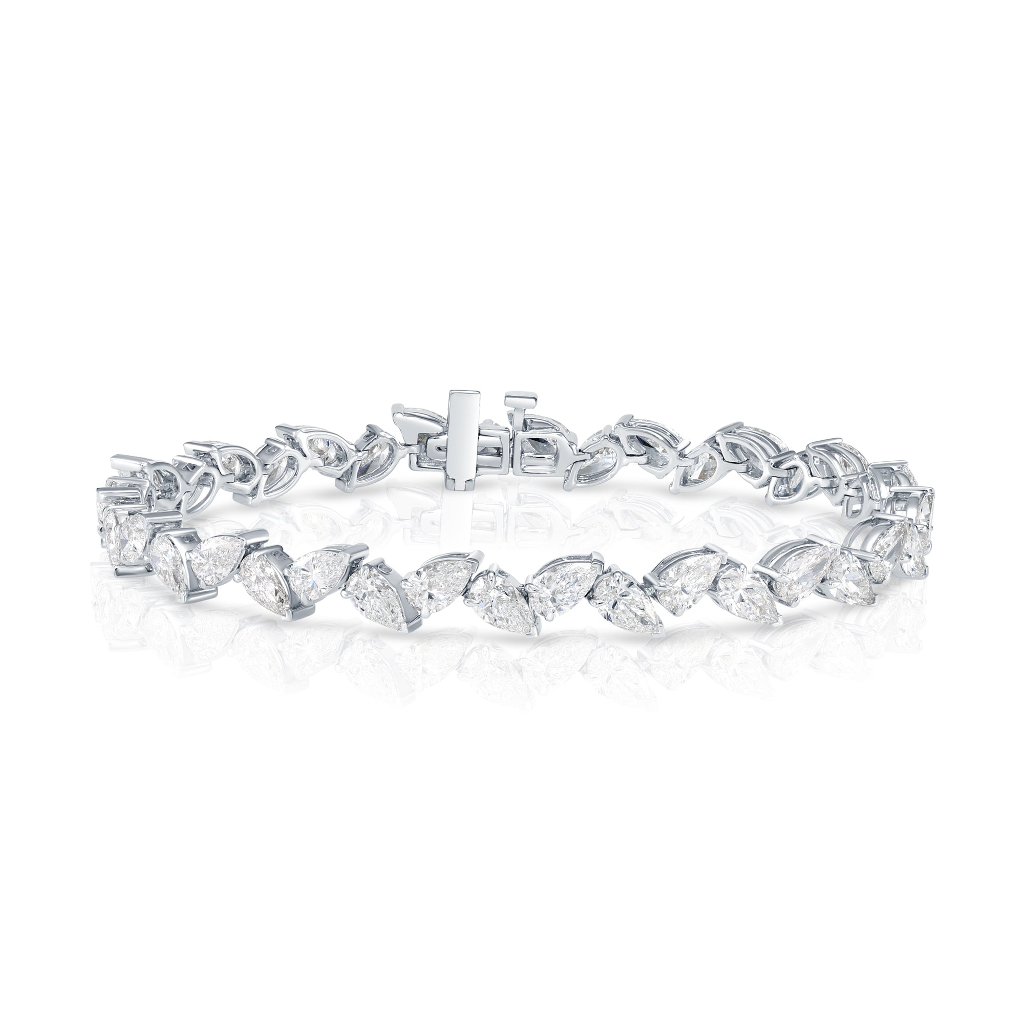 14K White Gold Pear Cut Diamond Bracelet 10.49Ct Bracelets