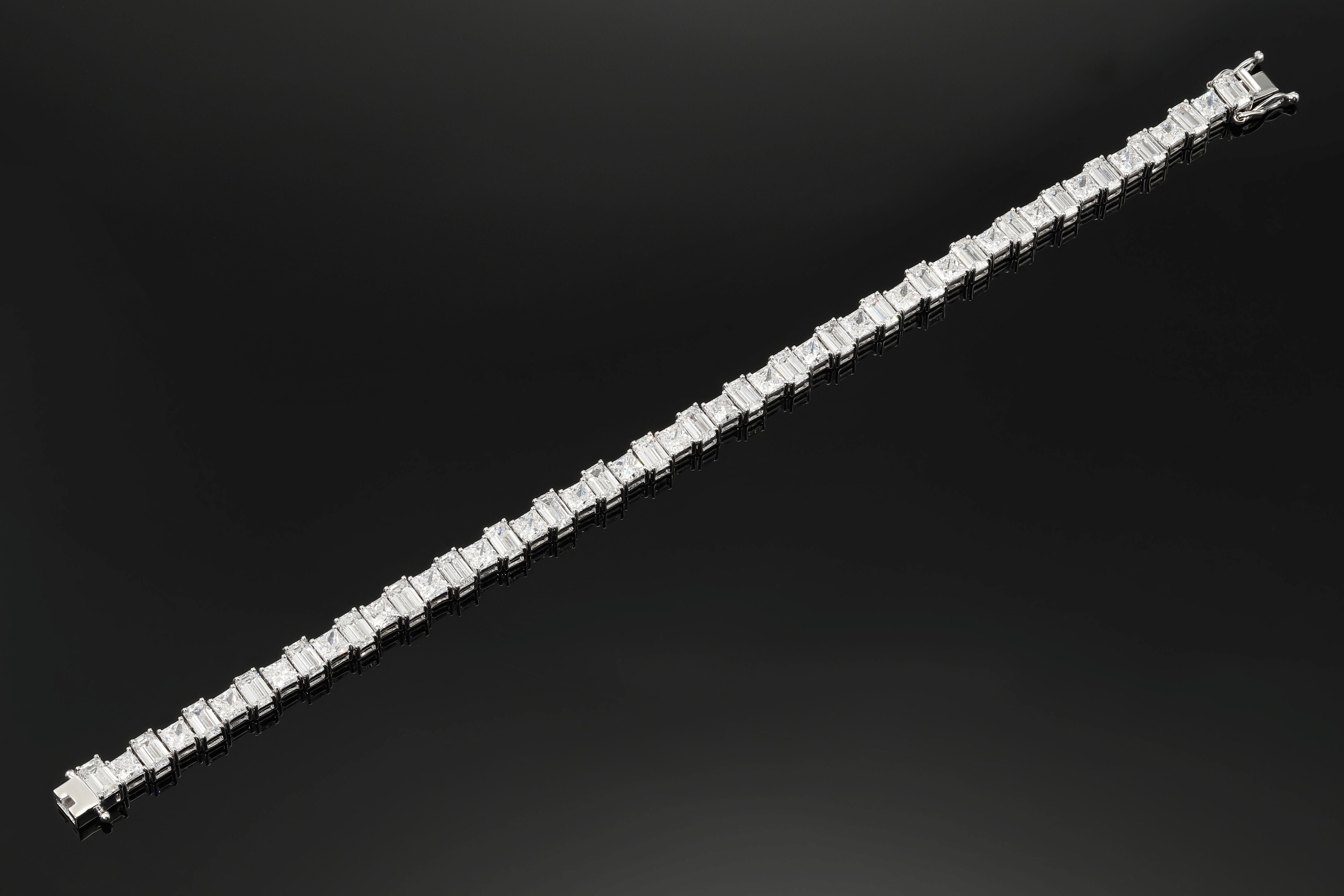 14K White Gold Emerald & Radiant Cut Diamond Bracelet 13.72Ctw Bracelets