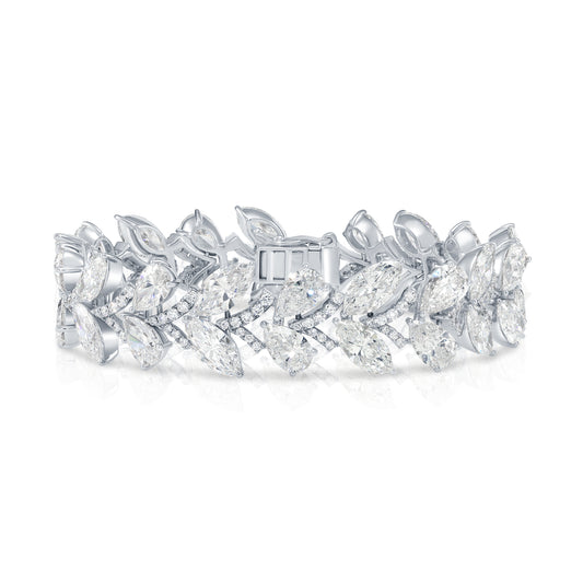 14K White Gold Combination Cut Diamond Bracelet 31.66ctw