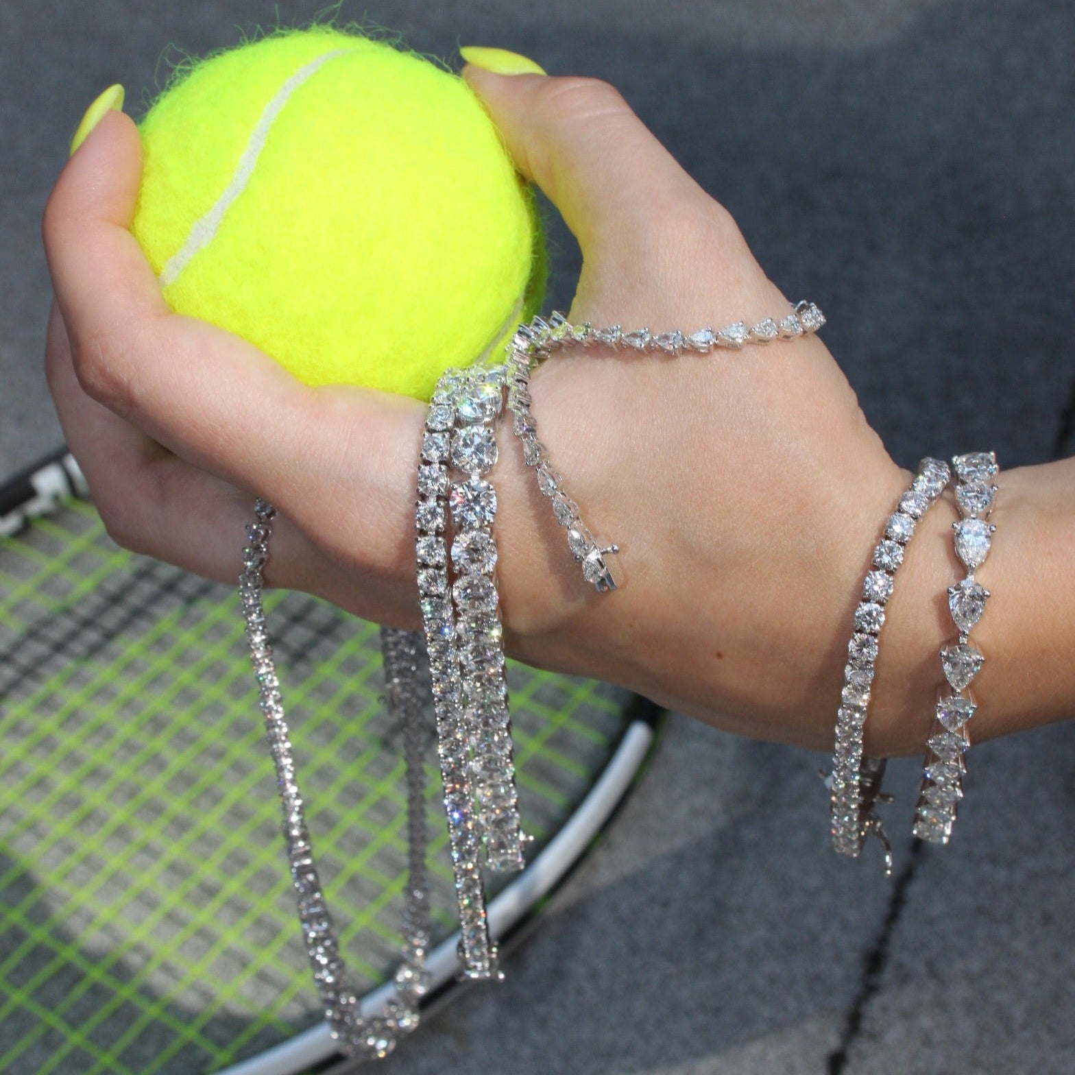 White Gold Pear Diamond Tennis Bracelet 14.52ct - Best Seller