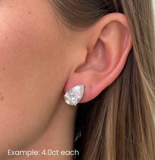 14K Gold Solitaire Pear Diamond Stud Earrings 8.0ctw