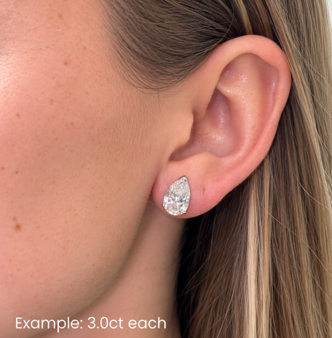 14K Gold Solitaire Pear Diamond Stud Earrings 6.0ctw