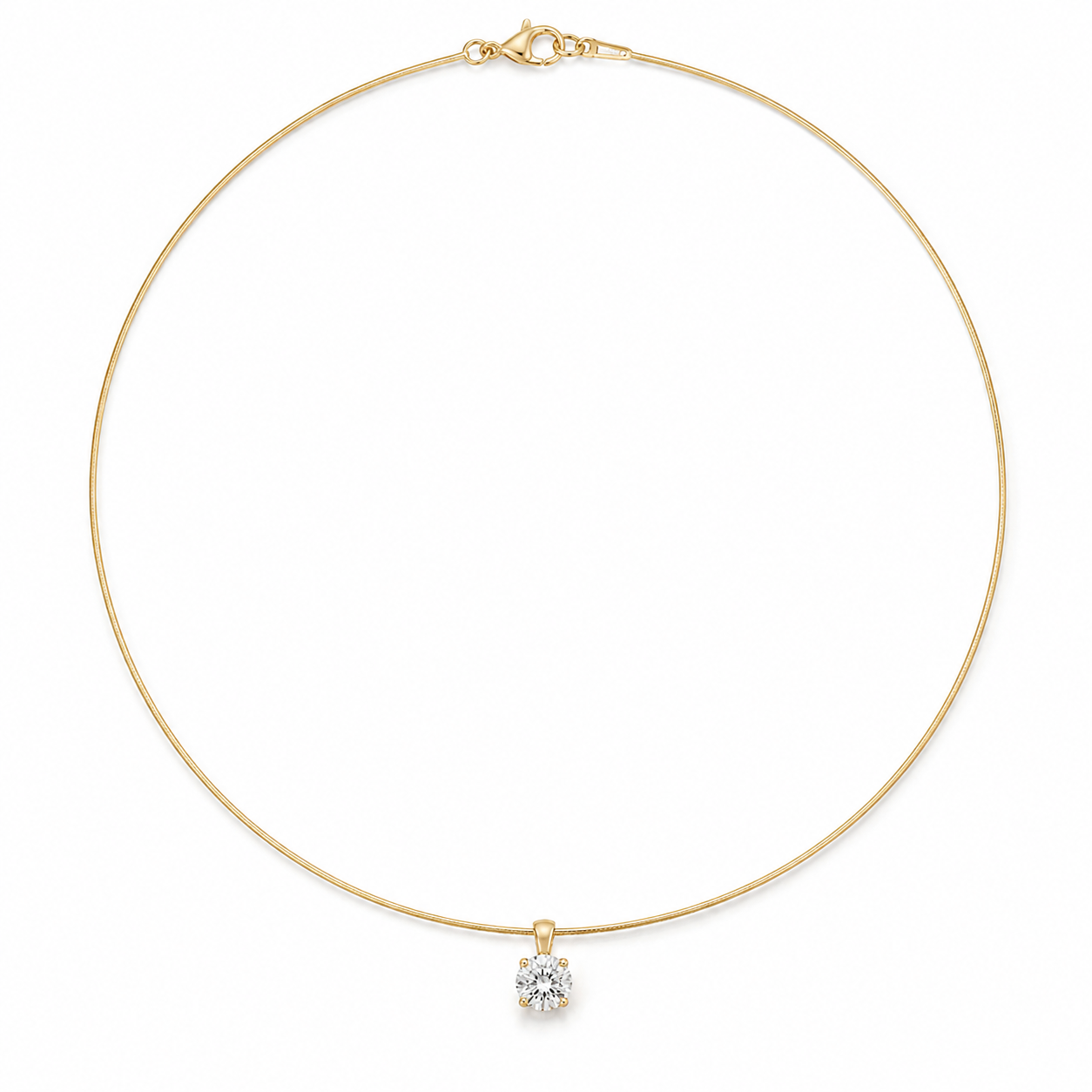 Choose Your Size - 14K Gold IGI Diamond Solitaire Necklace (1.0ct-6.0ct total)