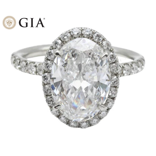 Gia 3.02Ct Oval Cut Diamond Engagement Ring 3.77Ctw Bridal